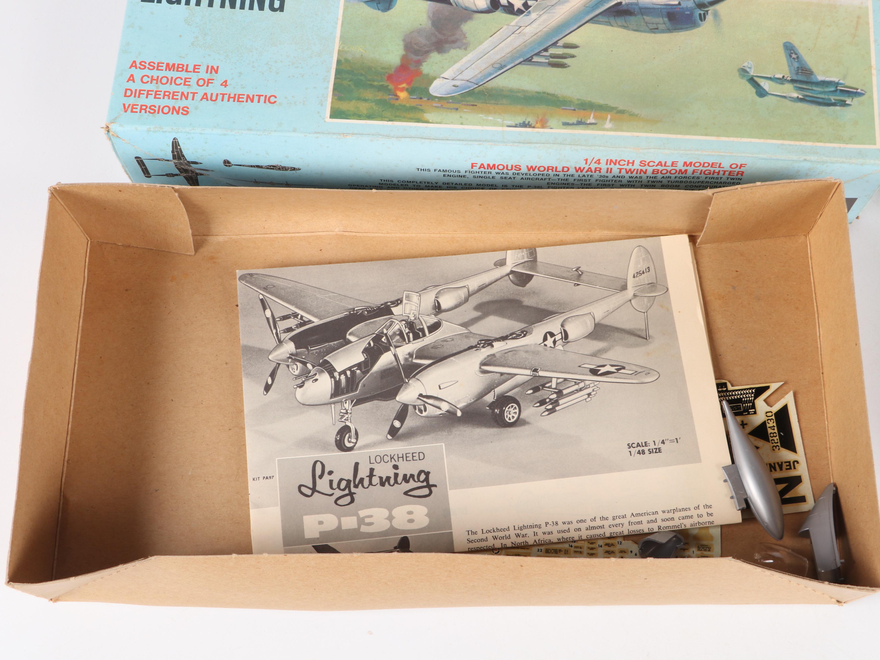 Monogram, Aurora and Lindberg Military Airplane Model Kit Boxes
