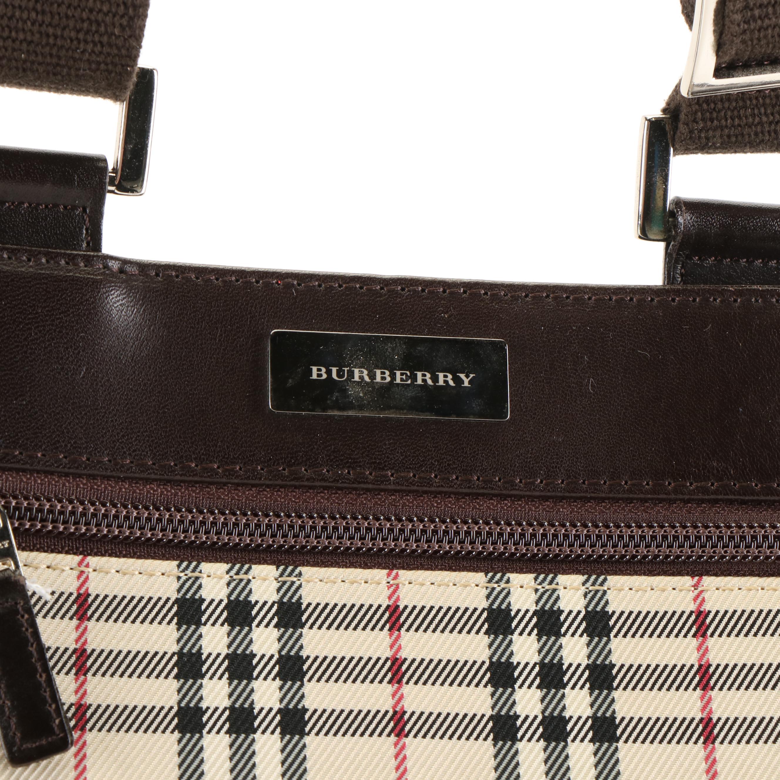 Burberry Messenger Bag in Vintage Check Canvas and Brown Leather