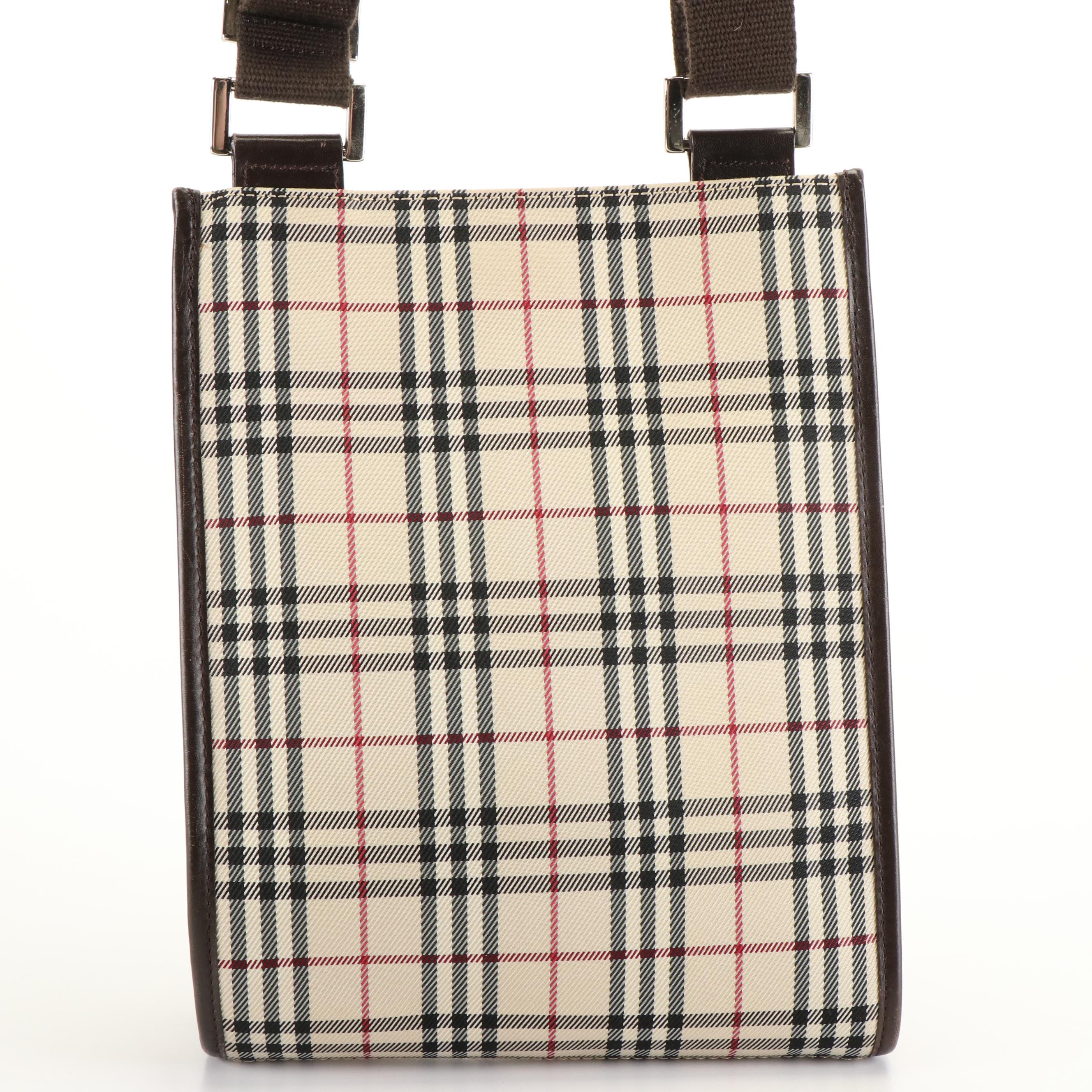 Burberry Messenger Bag in Vintage Check Canvas and Brown Leather