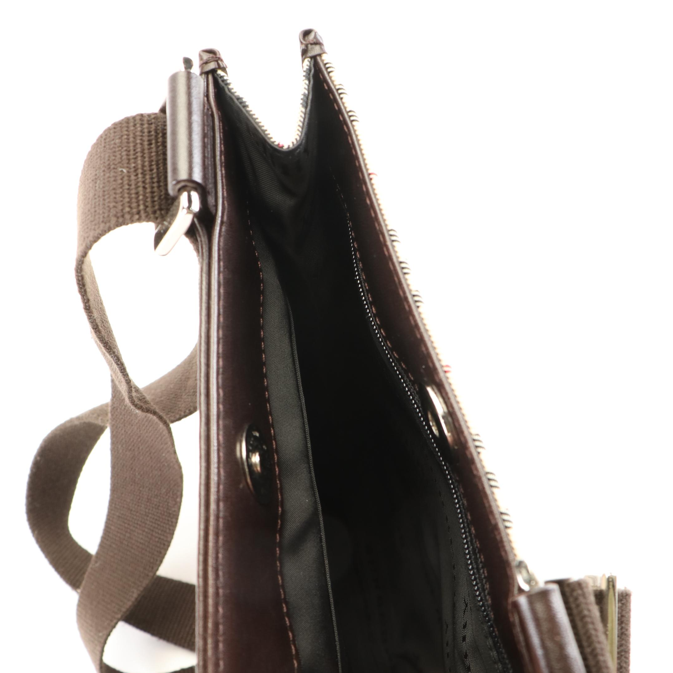 Burberry Messenger Bag in Vintage Check Canvas and Brown Leather