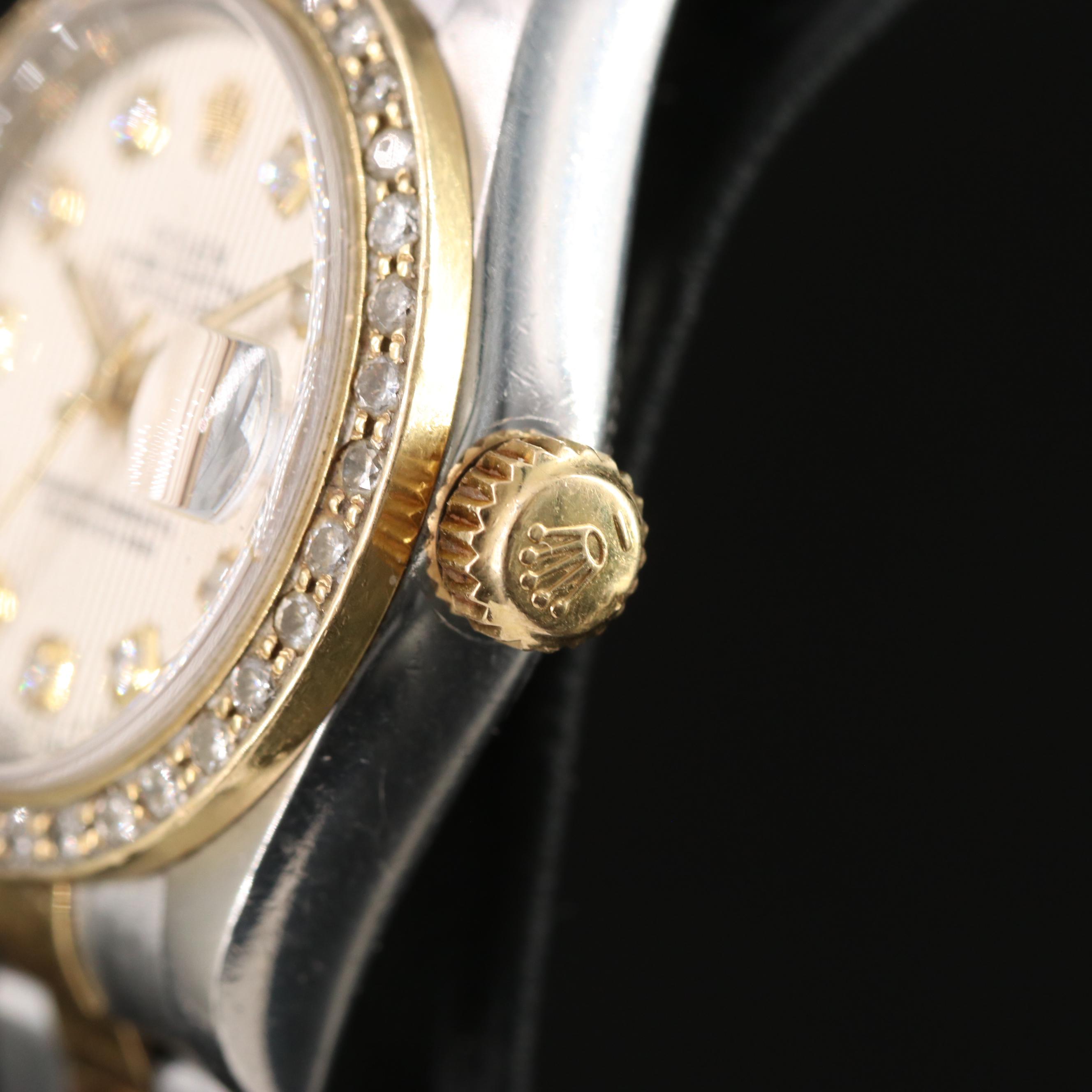 1997 - 1998 Rolex Datejust Custom Tapestry Diamond Dial and Bezel Watch