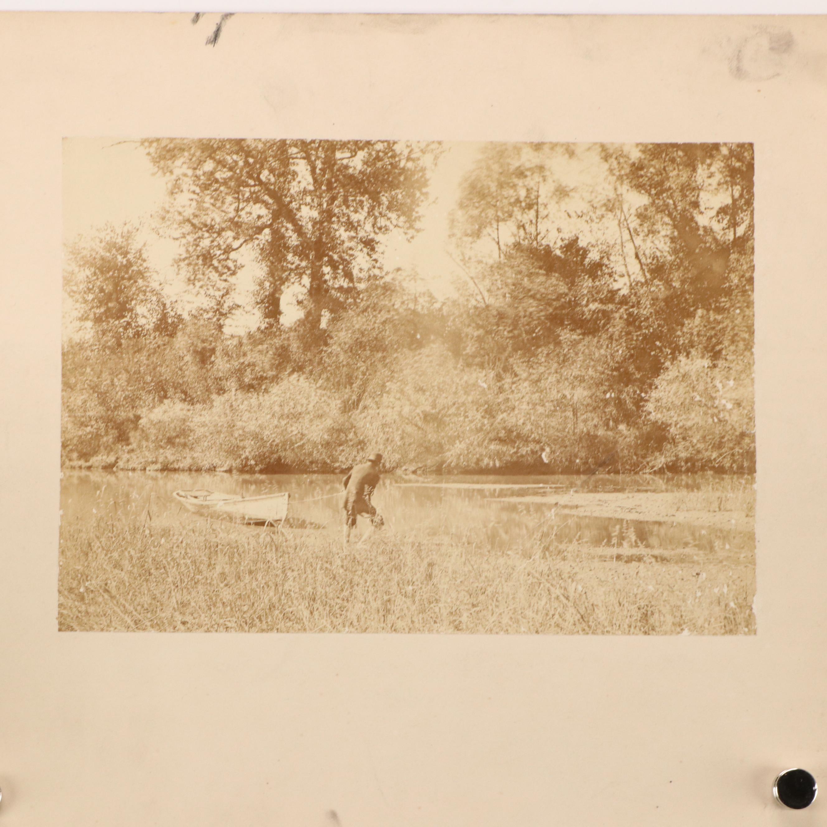 Five Landscape Silver Prints Featuring Naturalists, Early 20th Century