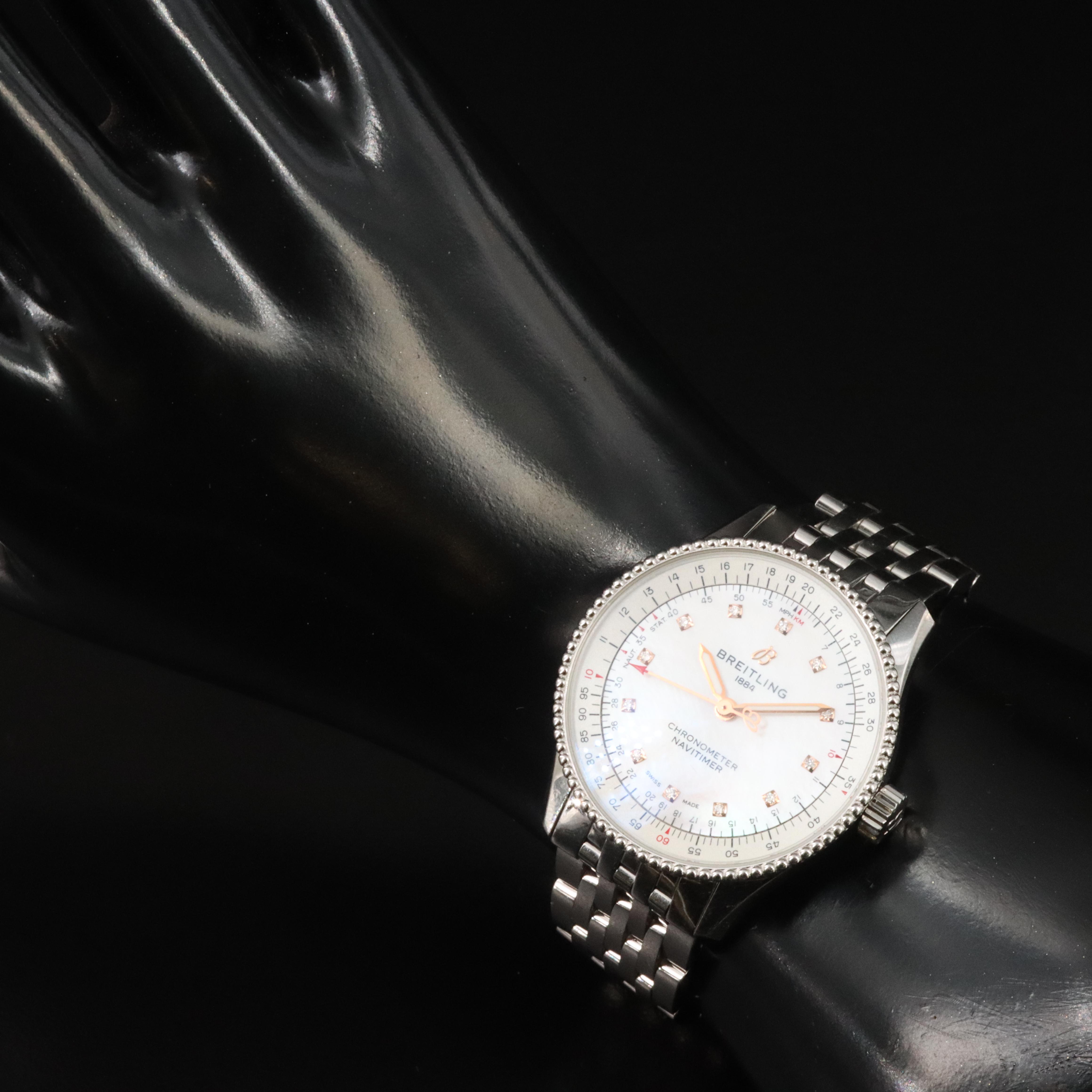 2021 Breitling Mother-of-Pearl Diamond Dial Navitimer Watch