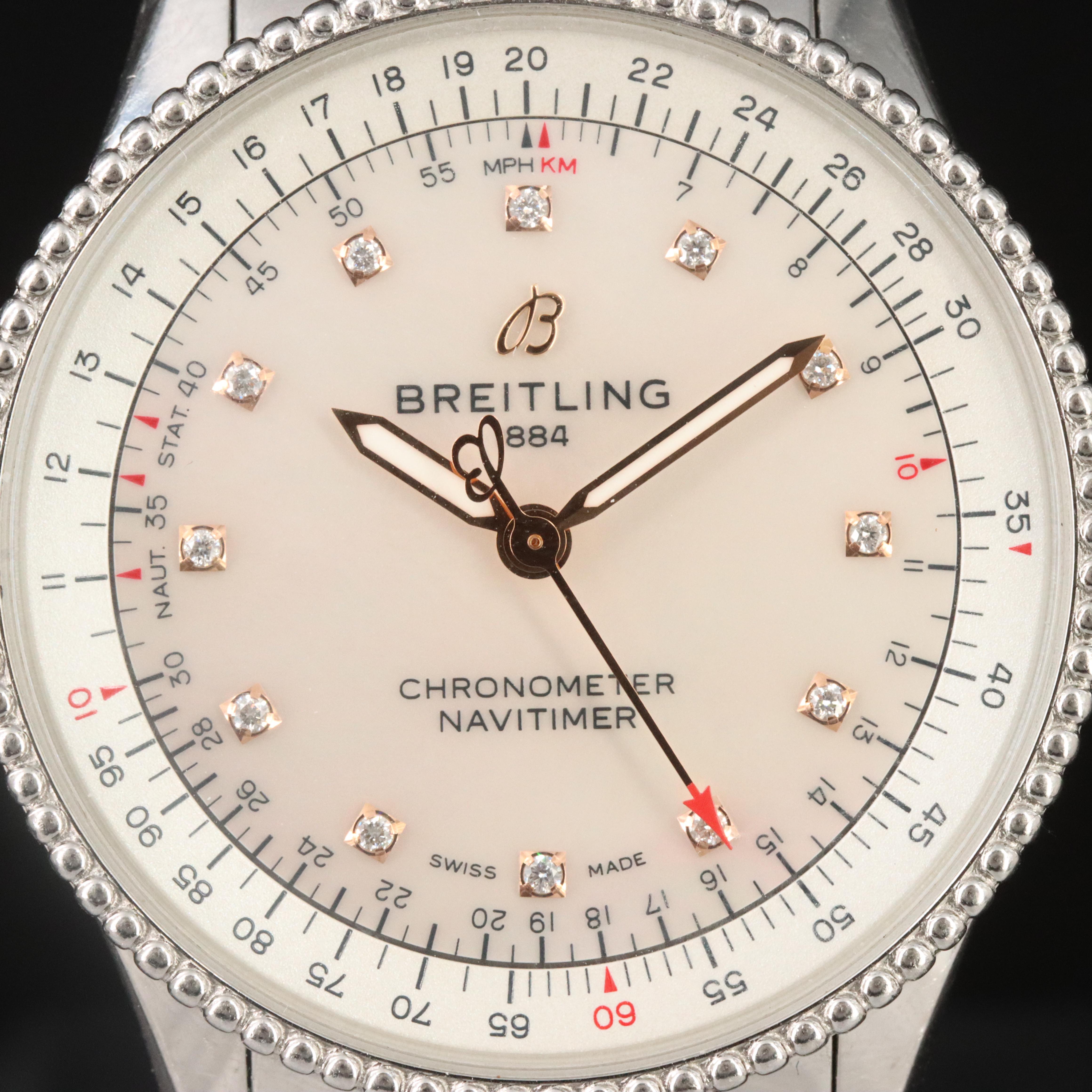 2021 Breitling Mother-of-Pearl Diamond Dial Navitimer Watch