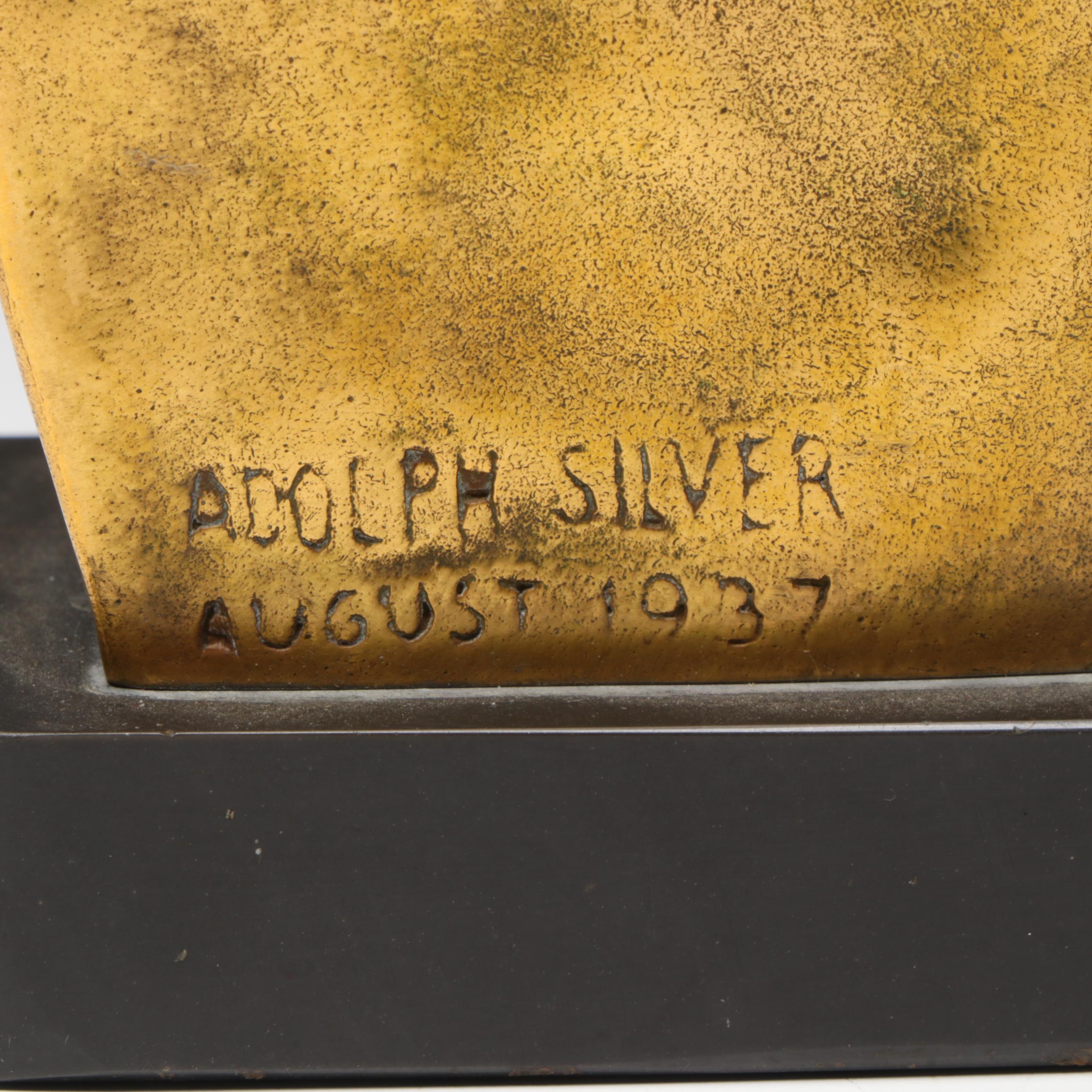 Adolph Silver Brass Bust of Young Boy, 1937