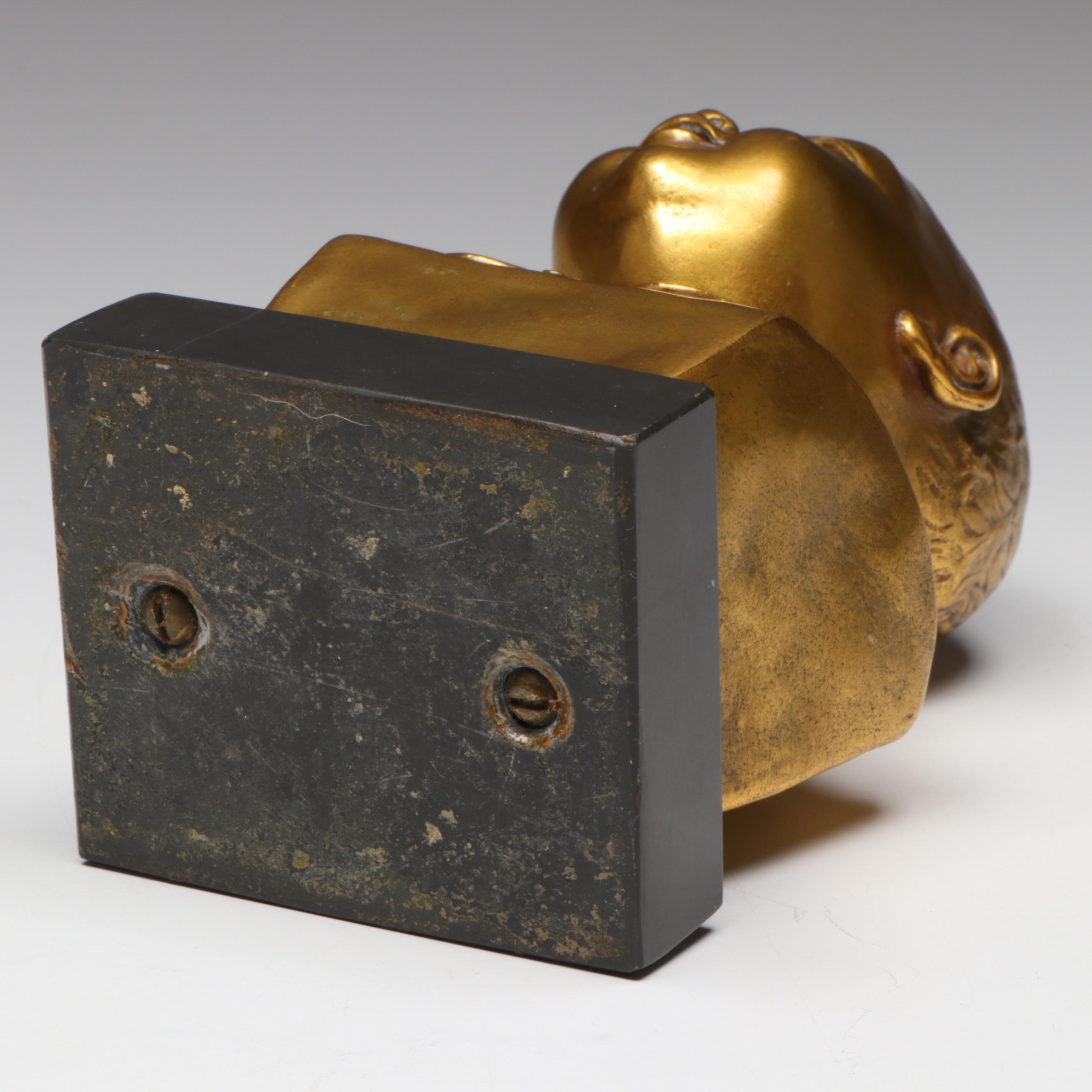 Adolph Silver Brass Bust of Young Boy, 1937