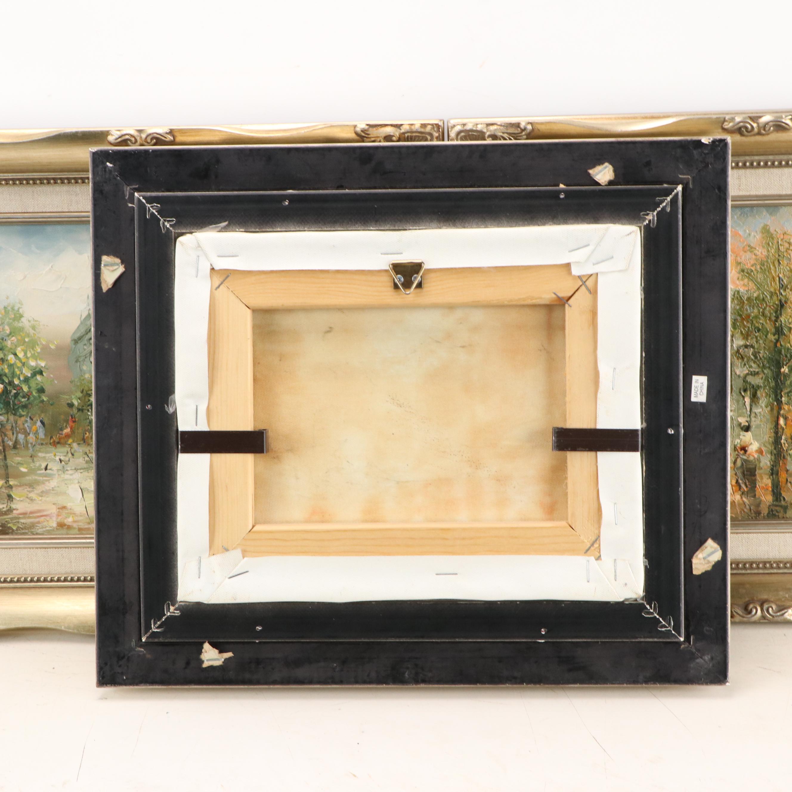 Set of Impressionist Style Oil Paintings Depicting Urban Street Scenes