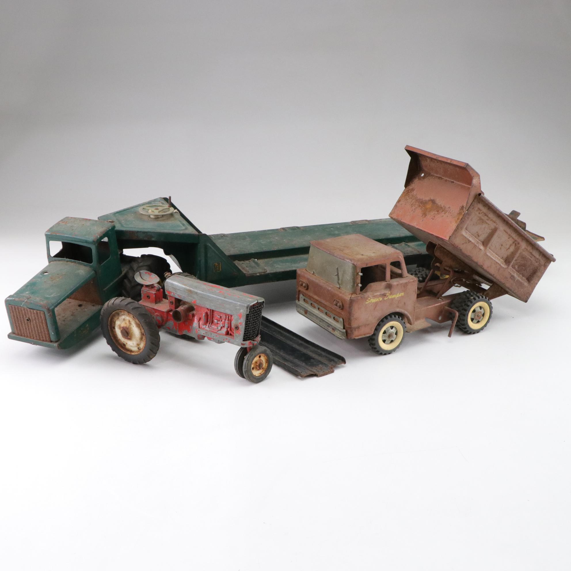 Structo Pressed Steel Dump Truck & Other Diecast Toys