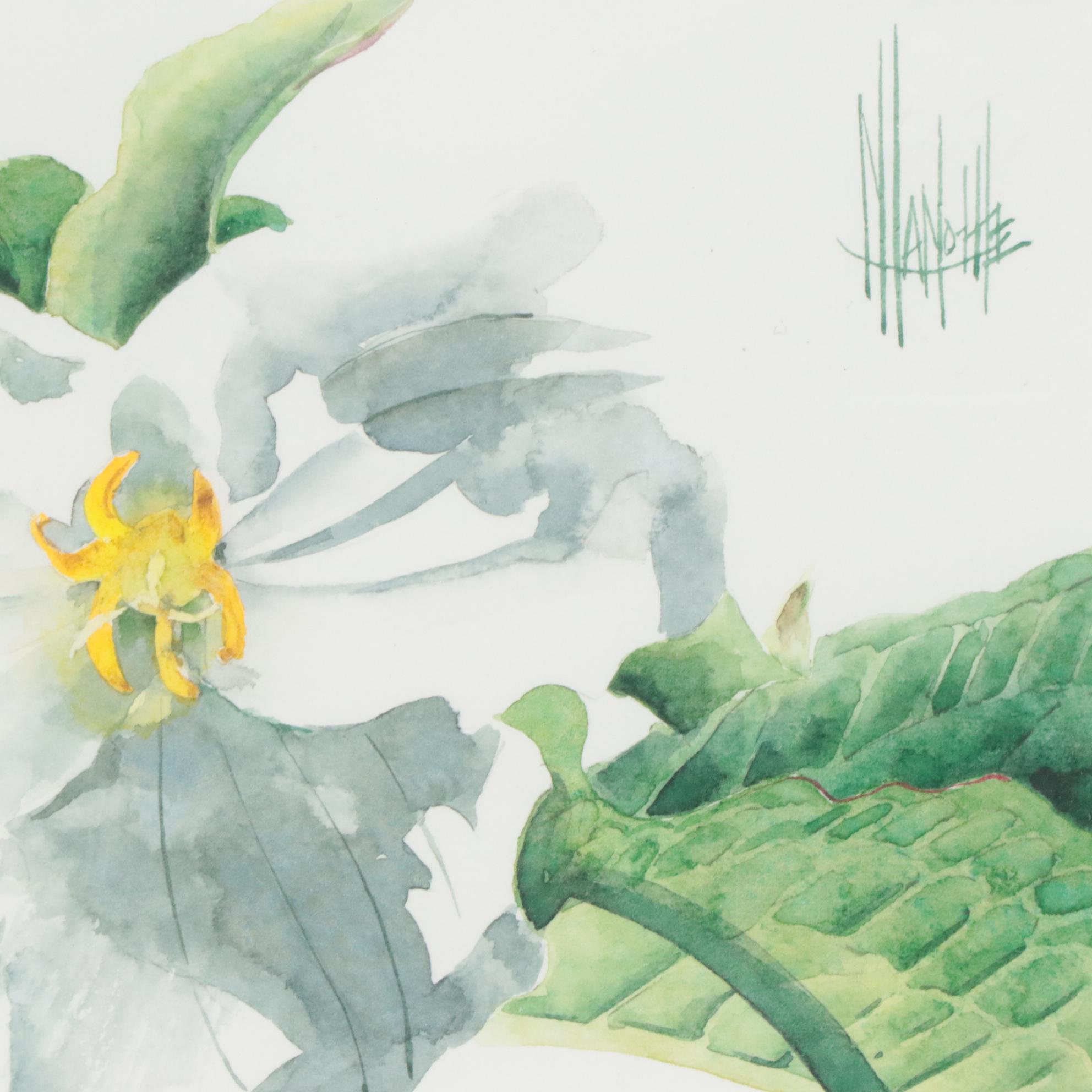 Marie Lamothe Watercolor Painting of Flower