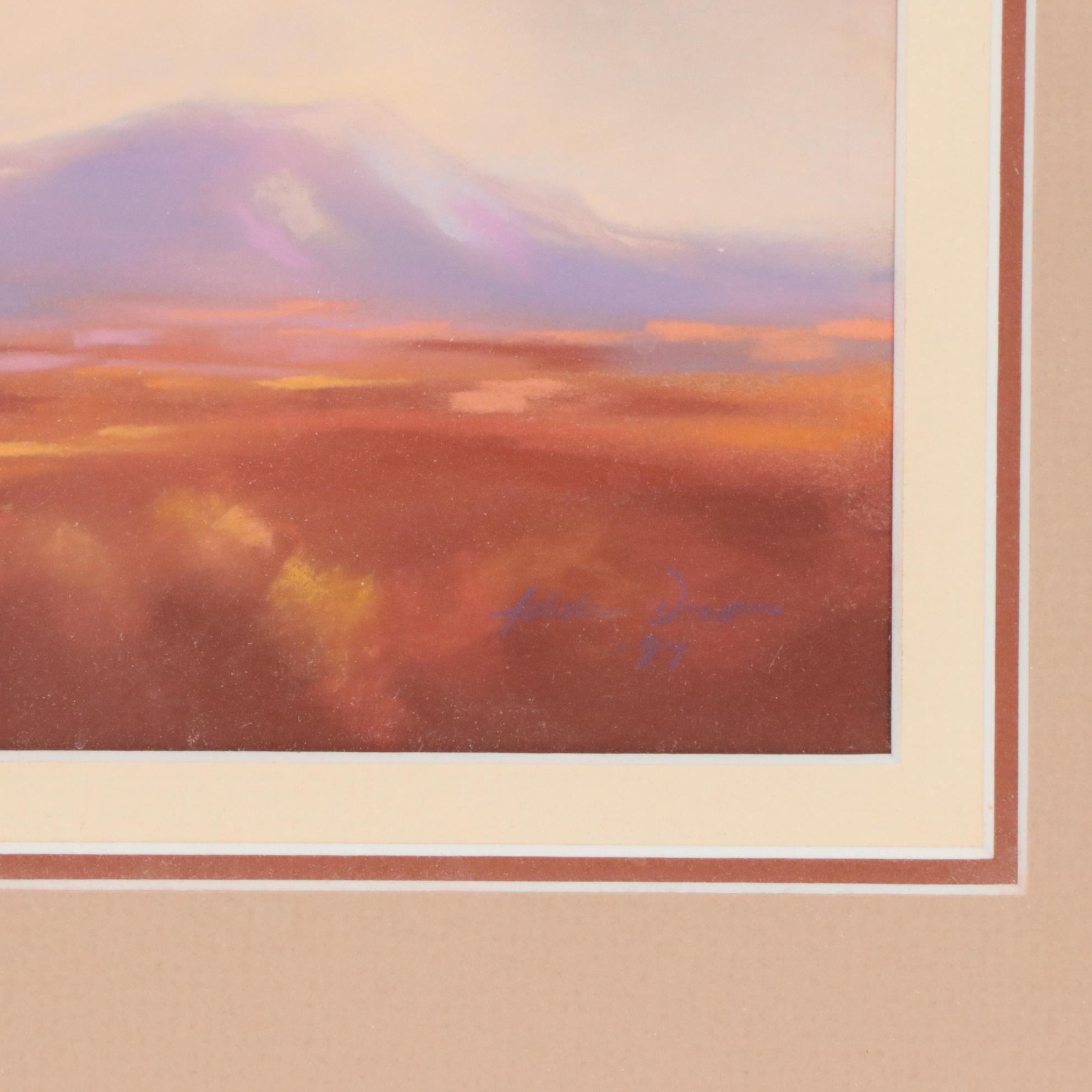 Addie Draper Chalk Pastel Drawing of Desert Landscape, 1997