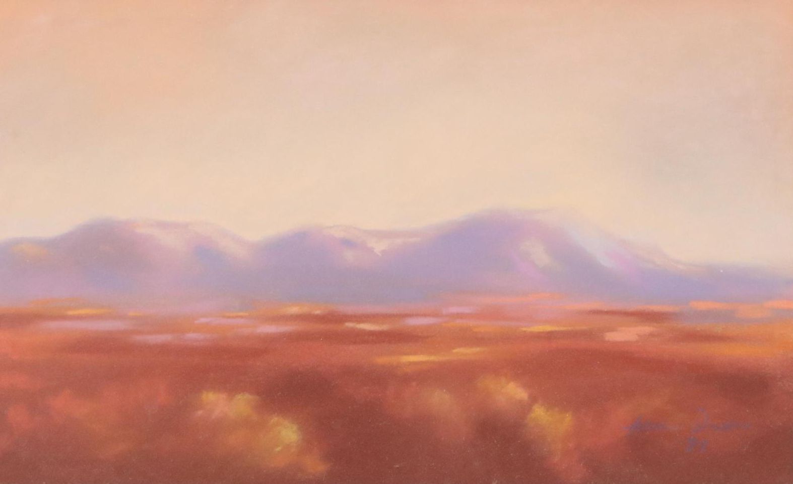Addie Draper Chalk Pastel Drawing of Desert Landscape, 1997