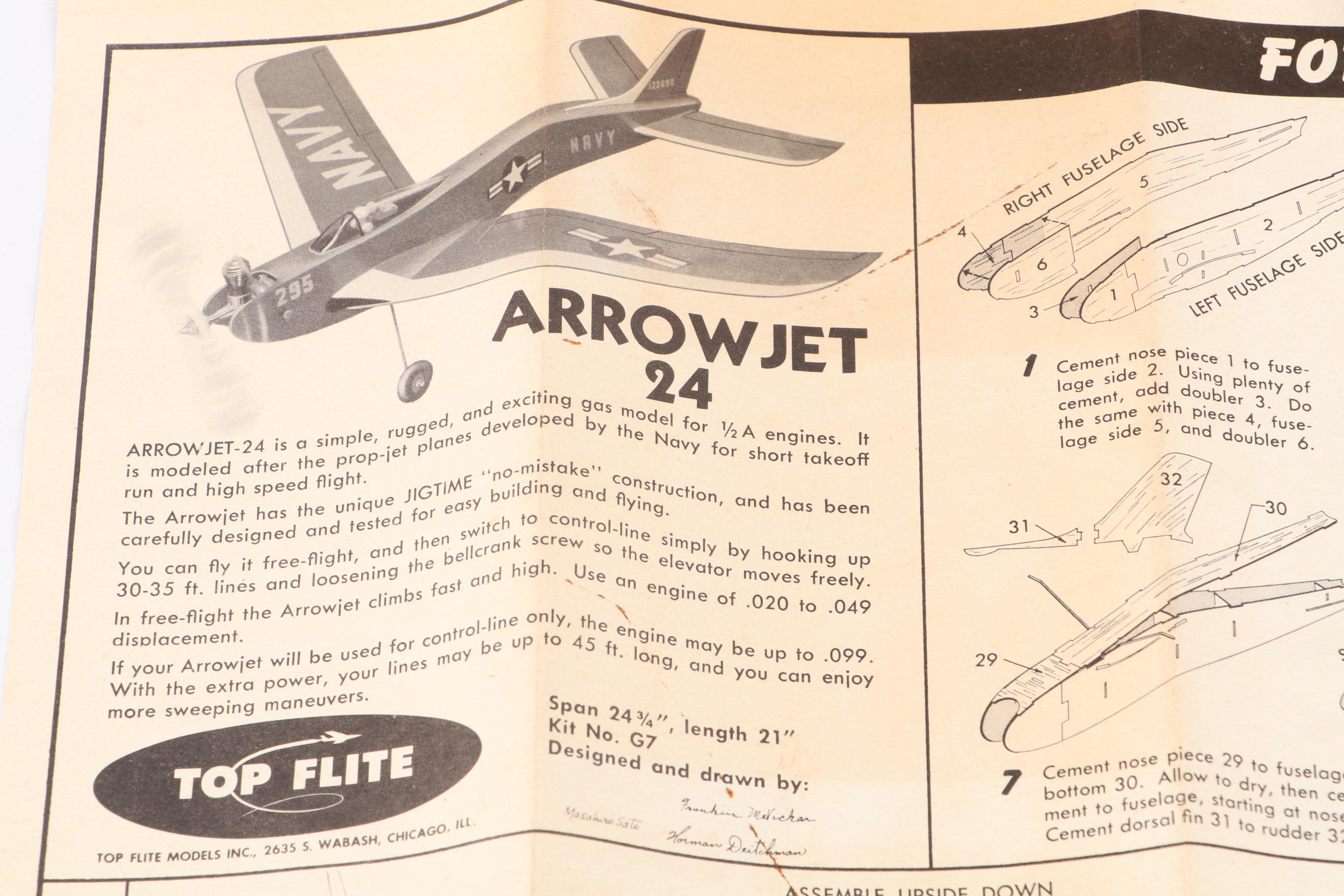 Top Flite "Arrowjet 24" Airplane Model Kits, Mid-20th Century