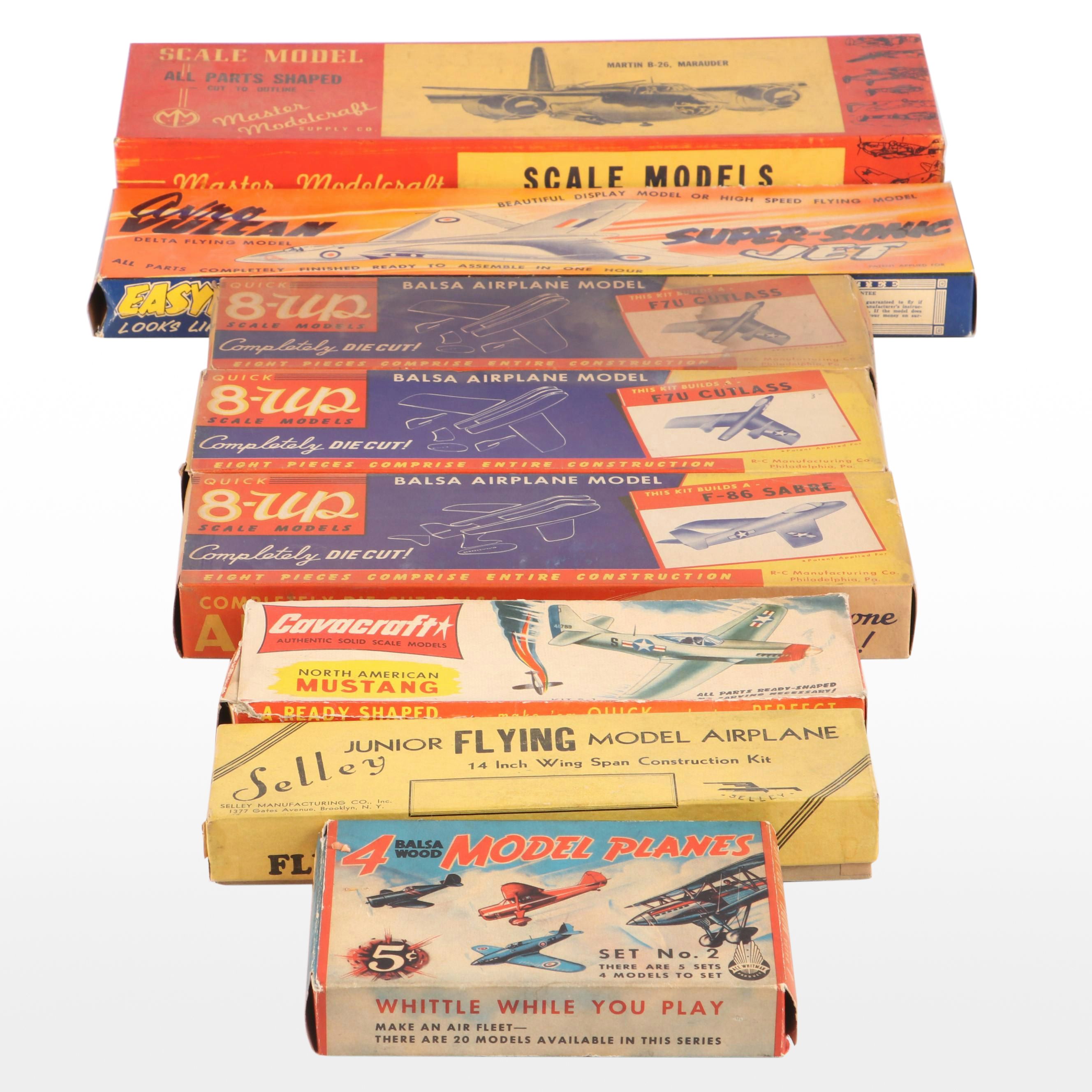 Quick 8-Up "F7U Cutlass," "F-86 Sabre" and More Airplane Model Kits, Mid-20th C.