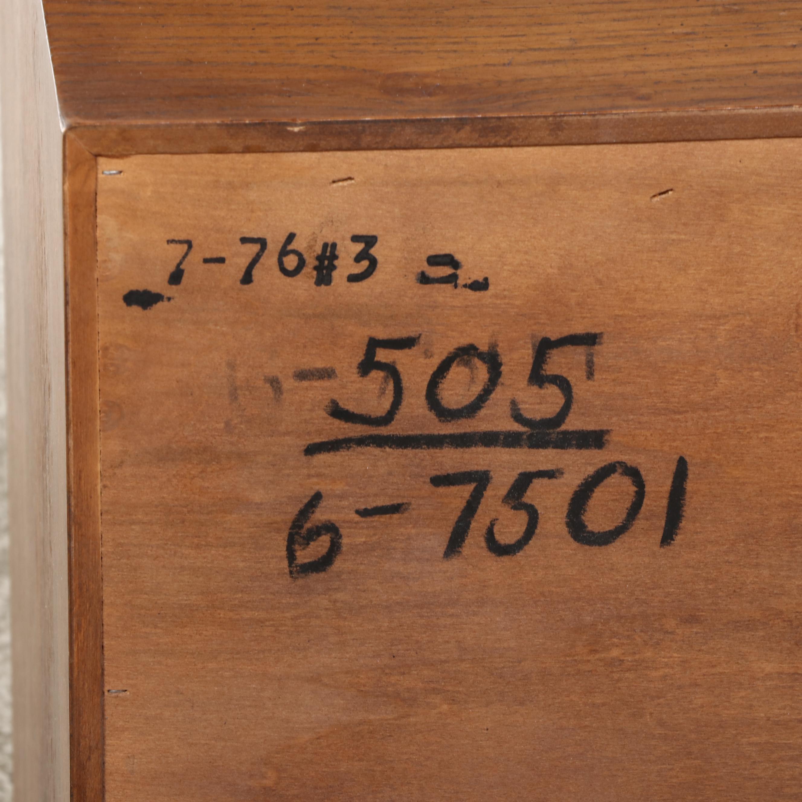 Pair of Henredon "Artefacts" Campaign Style Oak Two-Drawer Nightstands