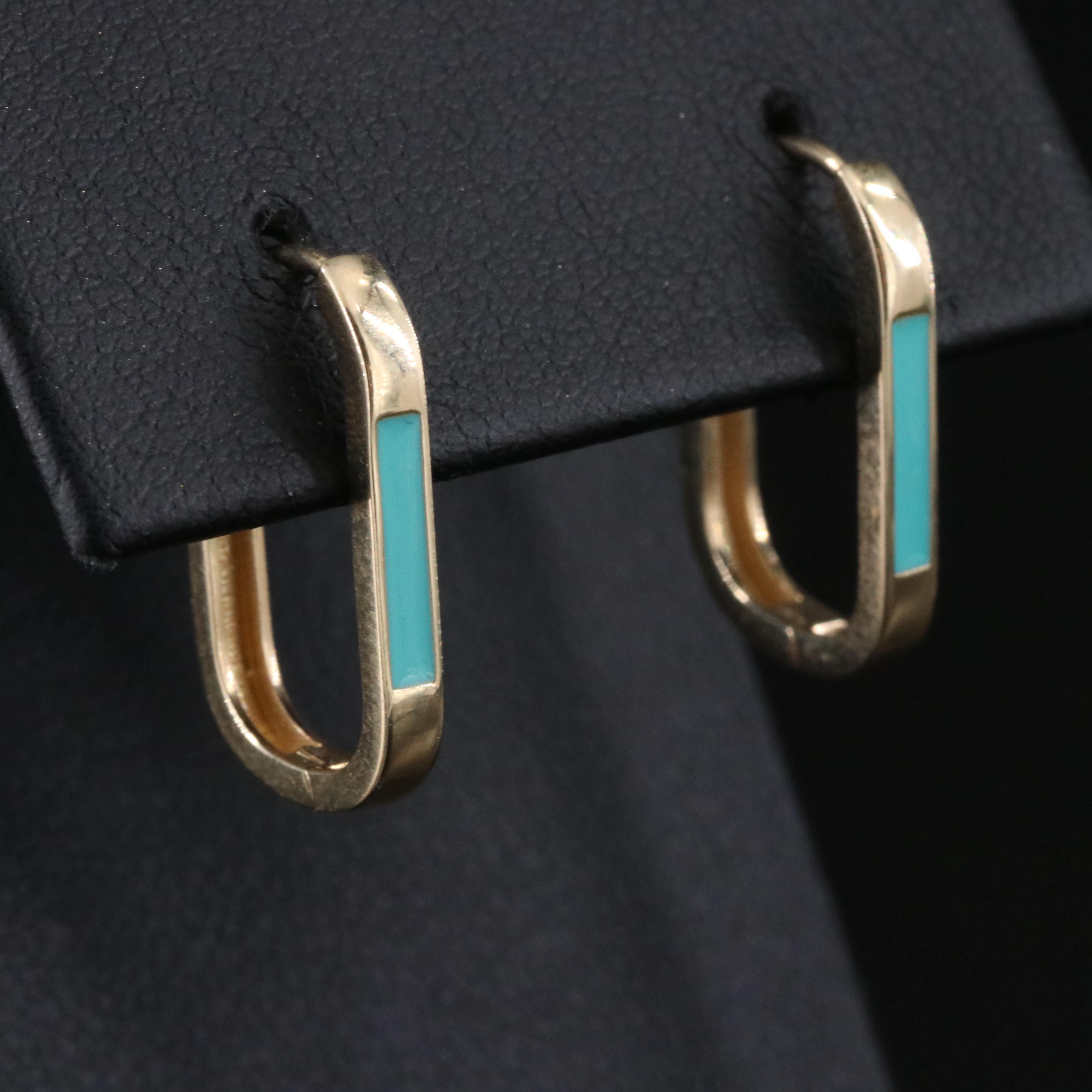 14K Enamel Huggie Hoop Earrings