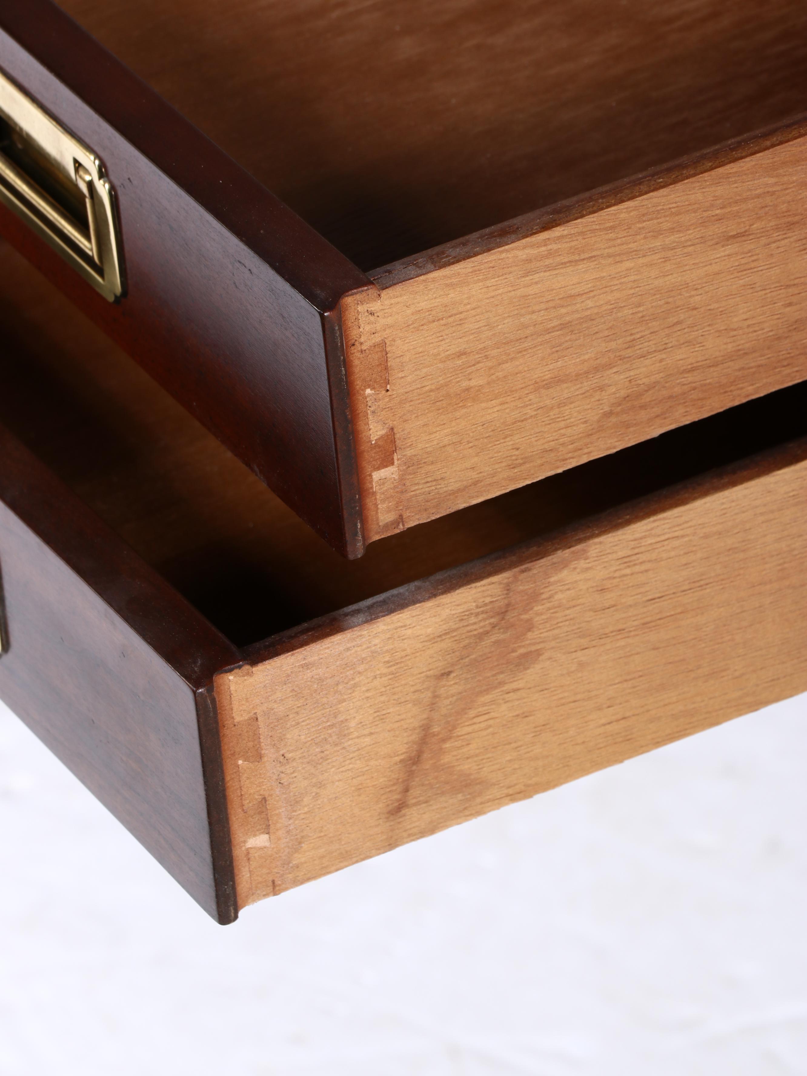 Sligh Campaign Style Mahogany and Brass Desk with Chair