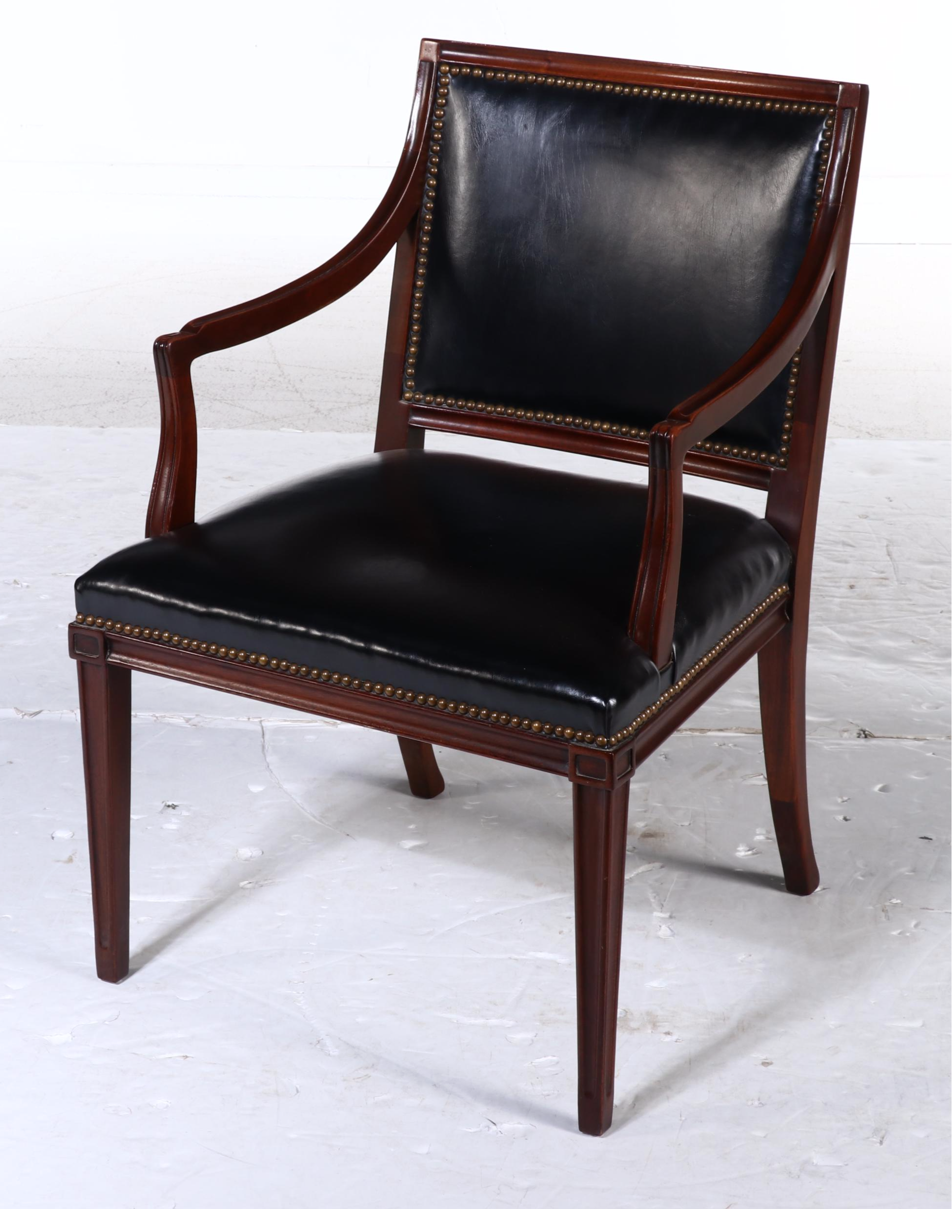 Sligh Campaign Style Mahogany and Brass Desk with Chair