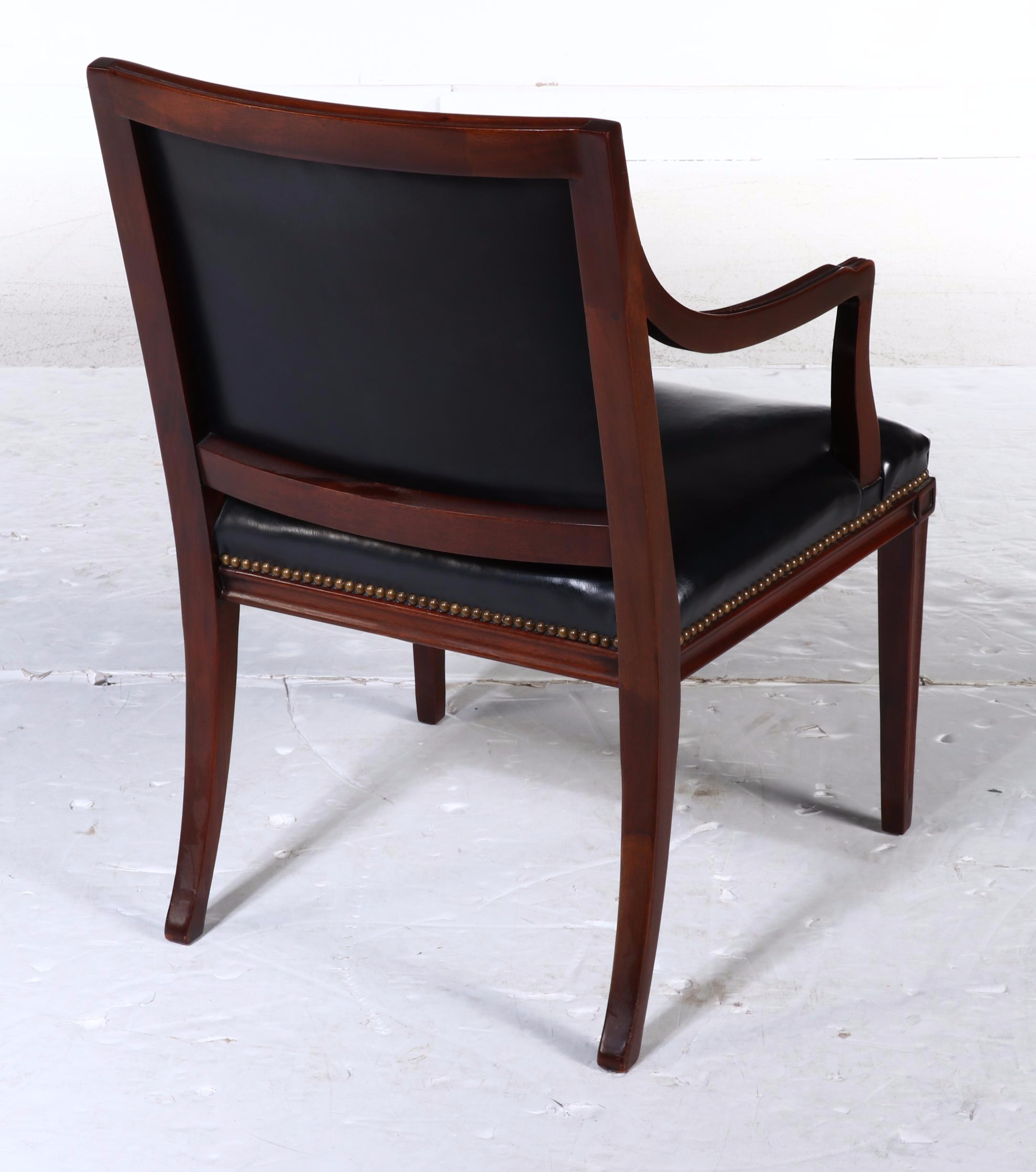 Sligh Campaign Style Mahogany and Brass Desk with Chair