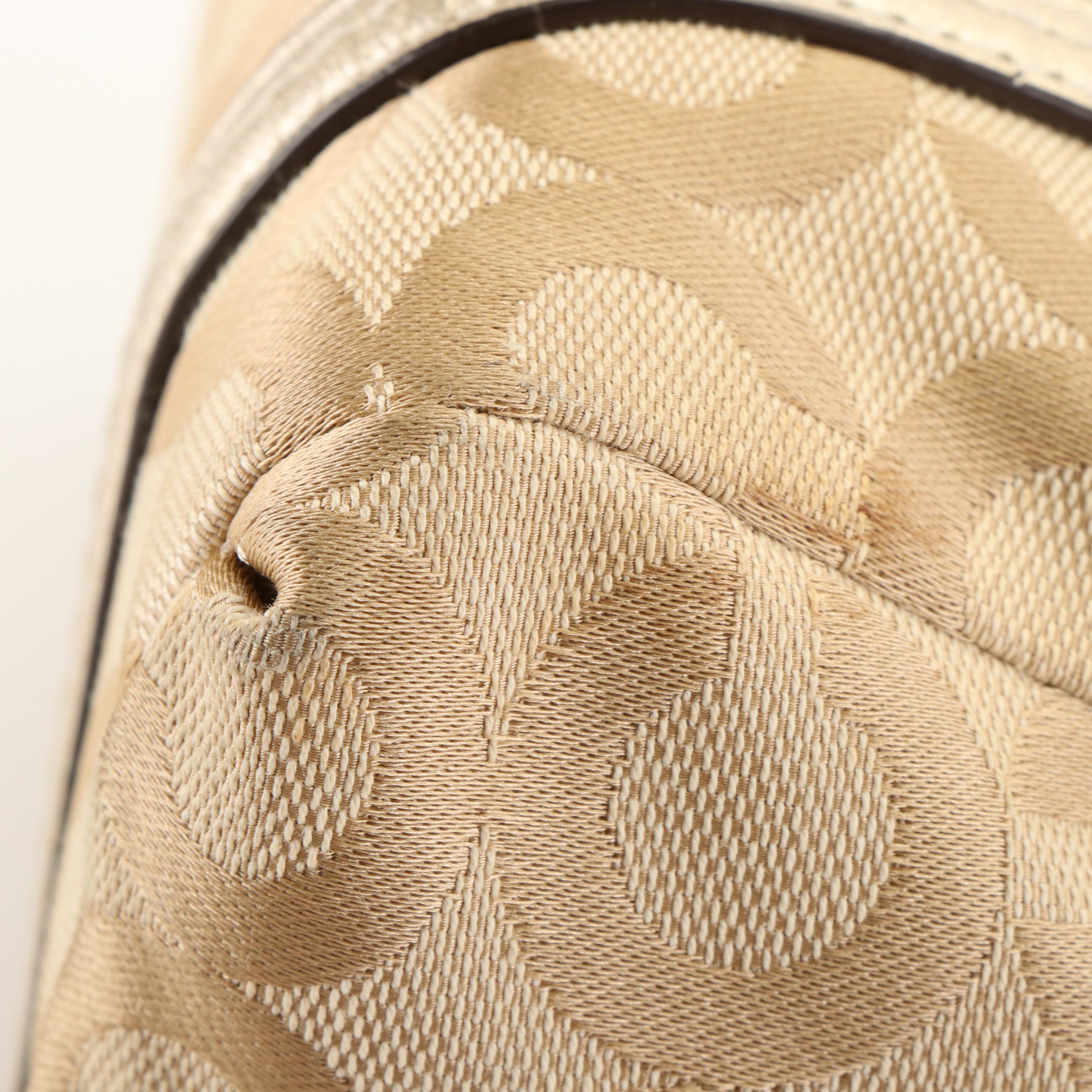 Coach Shoulder Bag in Jacquard Canvas and Metallic Leather