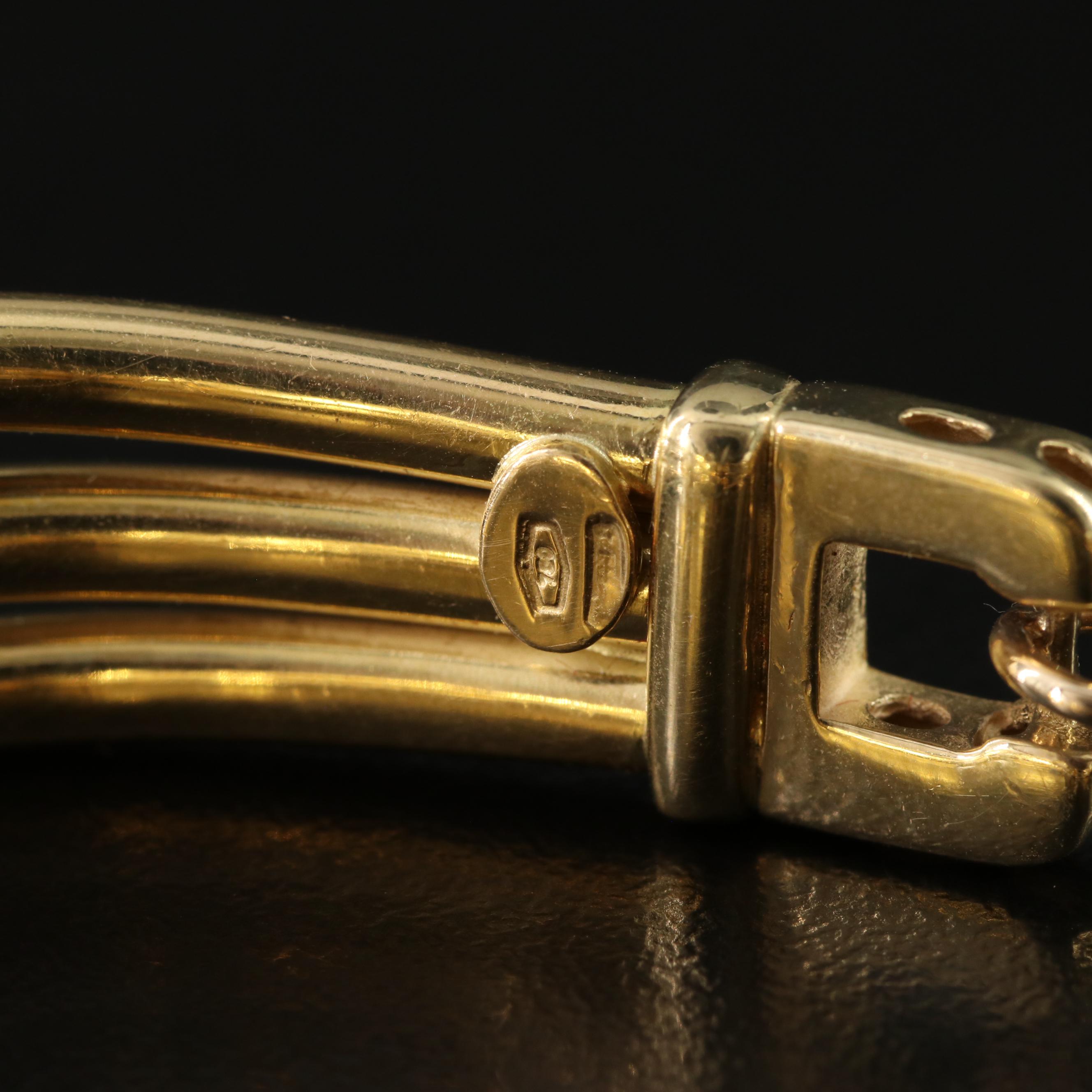 Italian 18K Panther Link and Curved Bar Bracelet