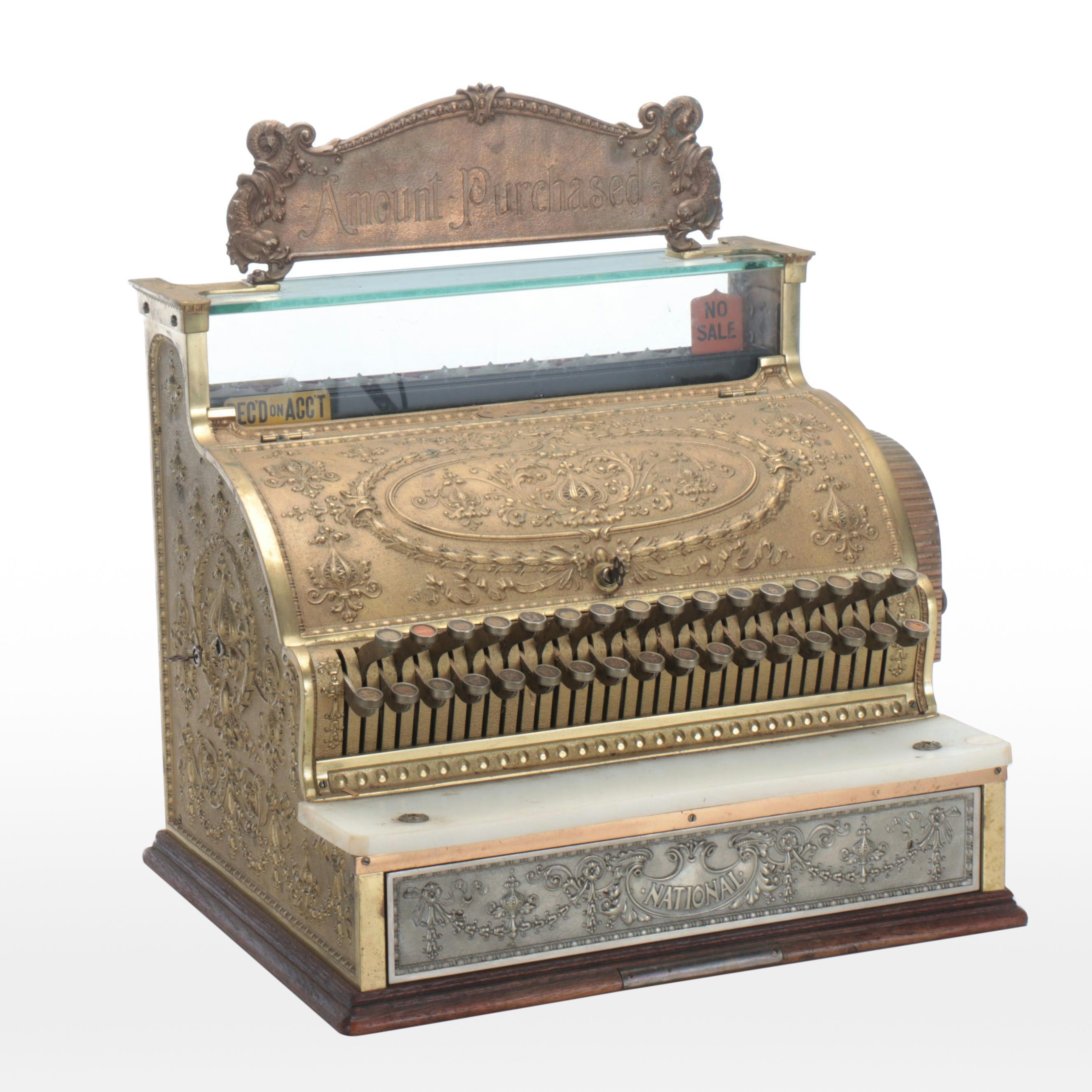 2319番 ジャンク品 NATIONAL AMOUNT PURCHASED Vintage National Cash Register Model 452 Brass S144099G