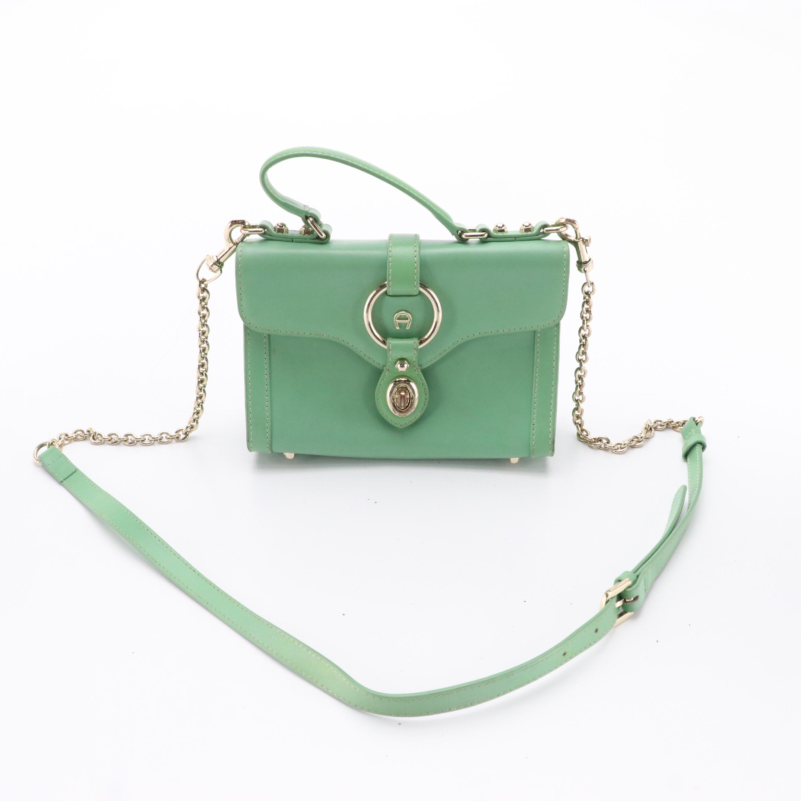 Etienne Aigner Mint Green Leather 2Way Mini Bag, Other Blue Leather Shoulder Bag