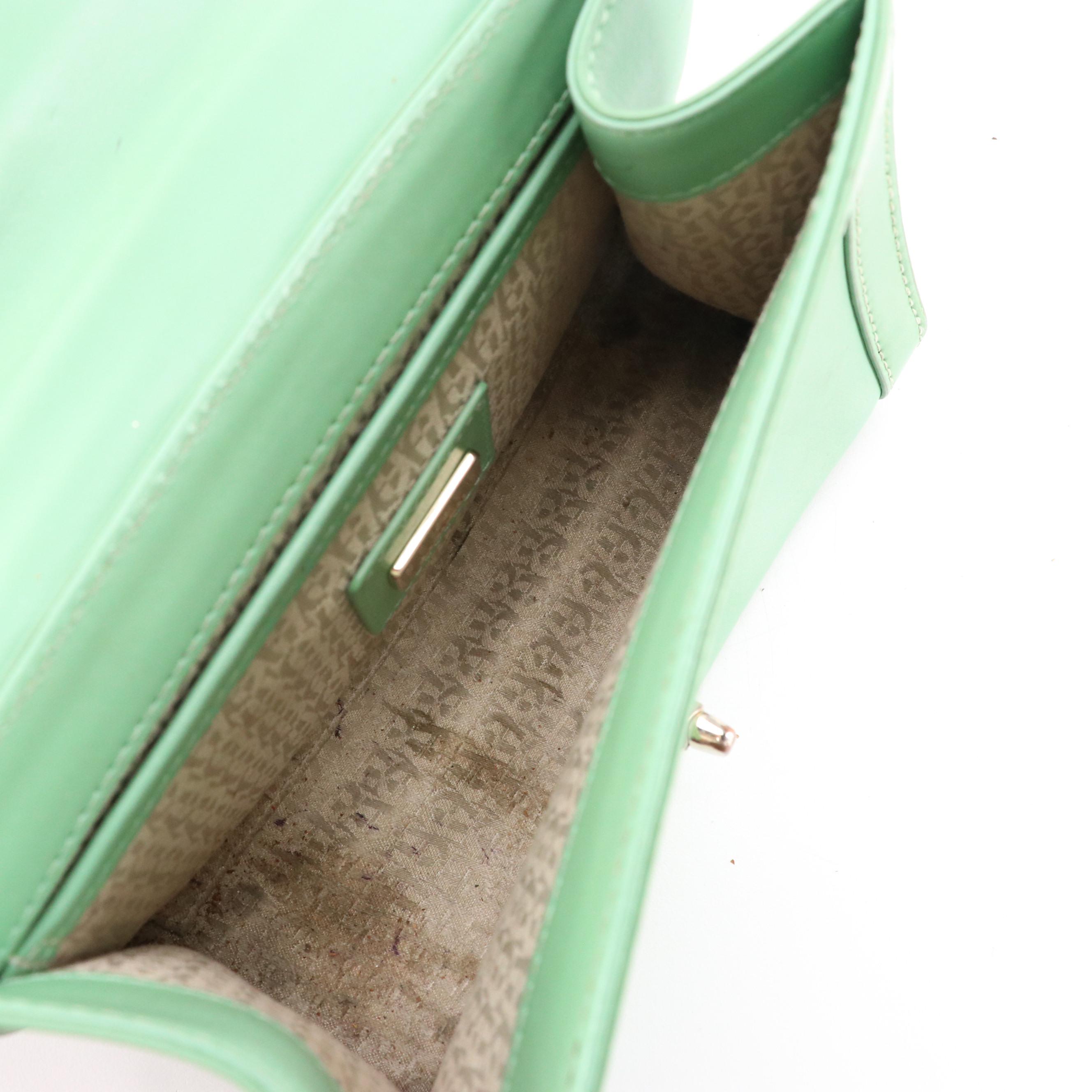 Etienne Aigner Mint Green Leather 2Way Mini Bag, Other Blue Leather Shoulder Bag