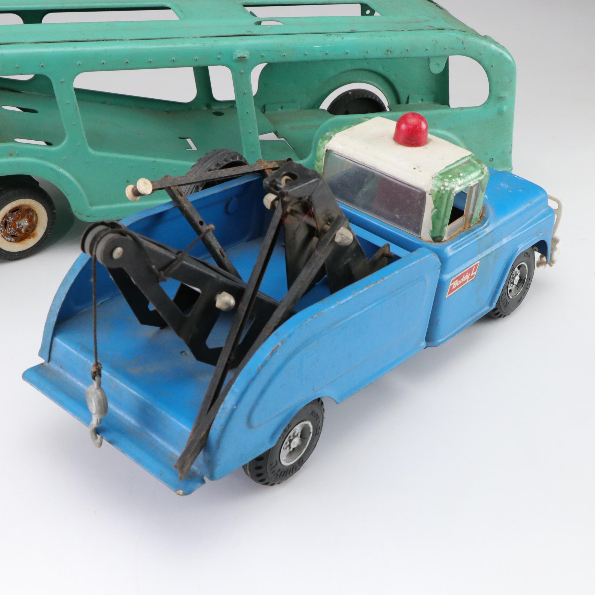 Buddy L Pressed Steel Tow Truck & Car Carrier
