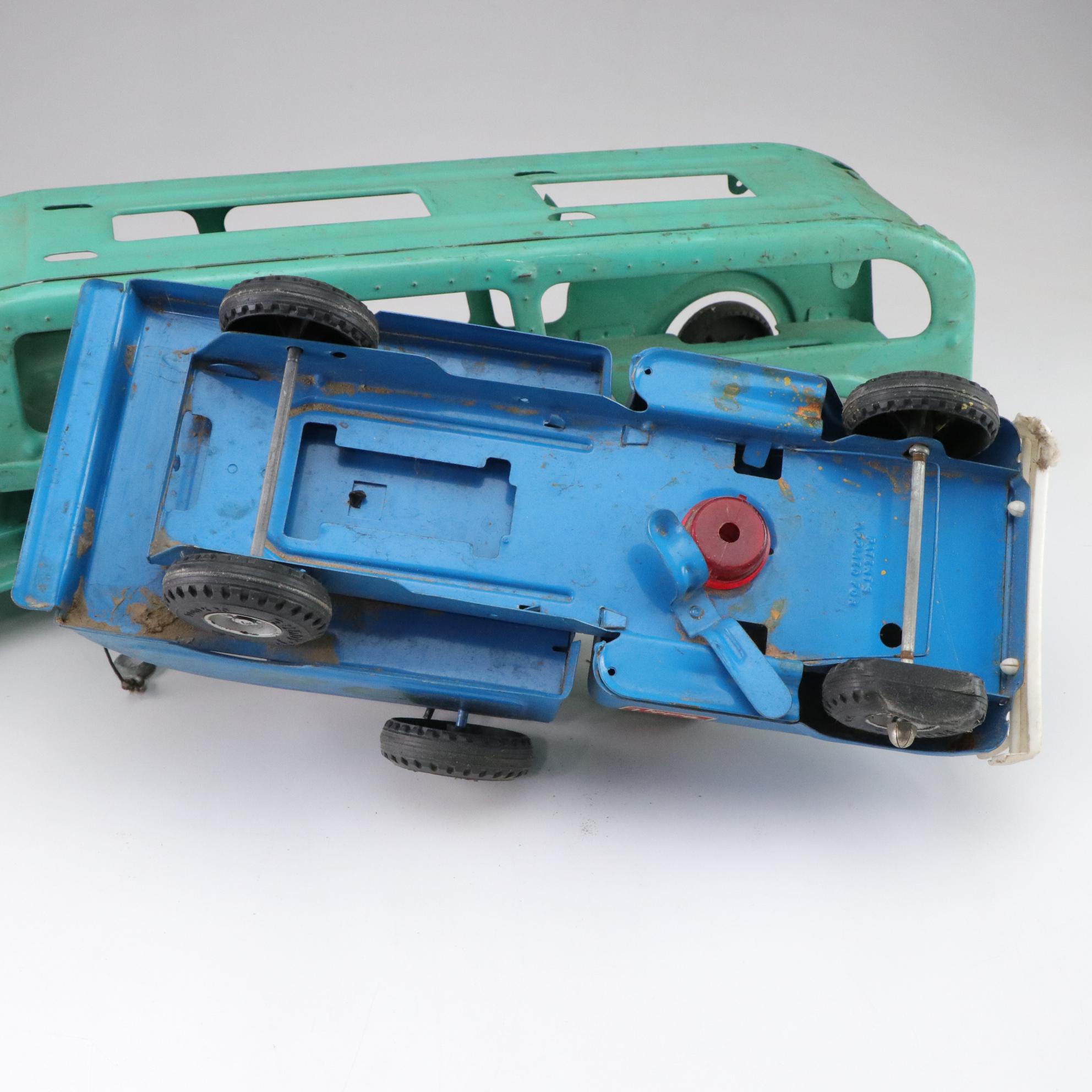 Buddy L Pressed Steel Tow Truck & Car Carrier