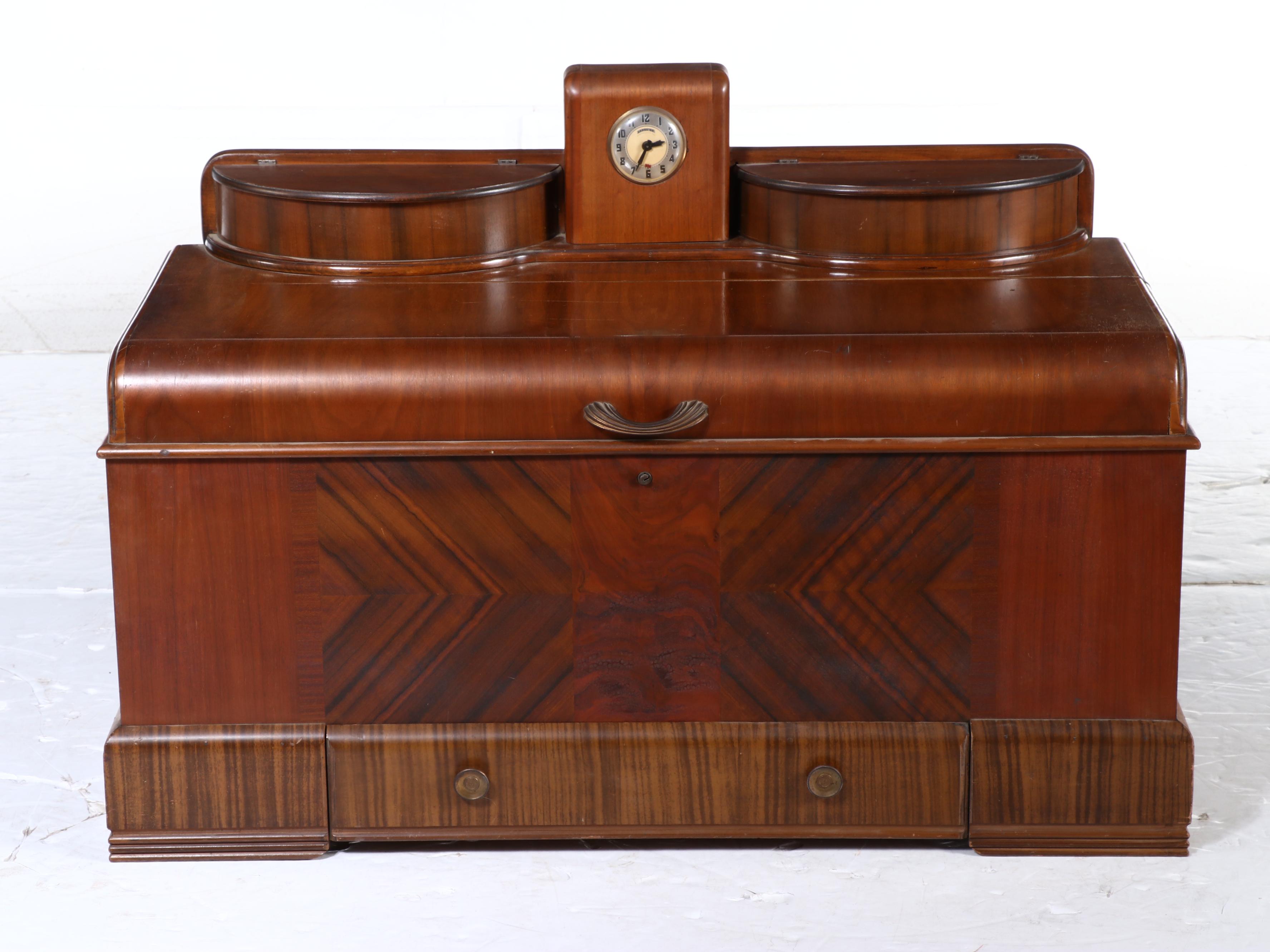 Ed Roos Company Cedar Chest with Drawers and Clock, Mid-20th Century
