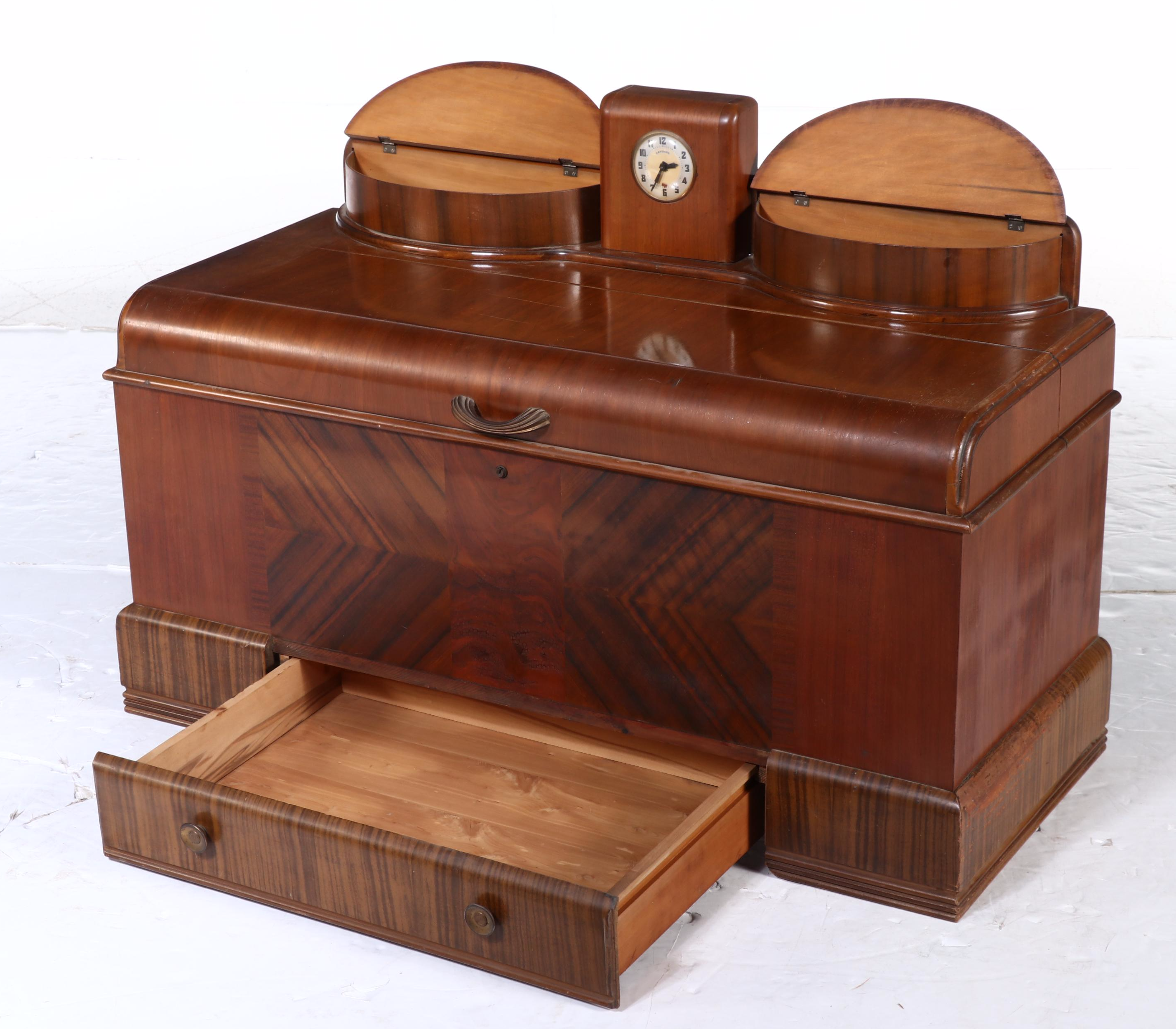 Ed Roos Company Cedar Chest with Drawers and Clock, Mid-20th Century