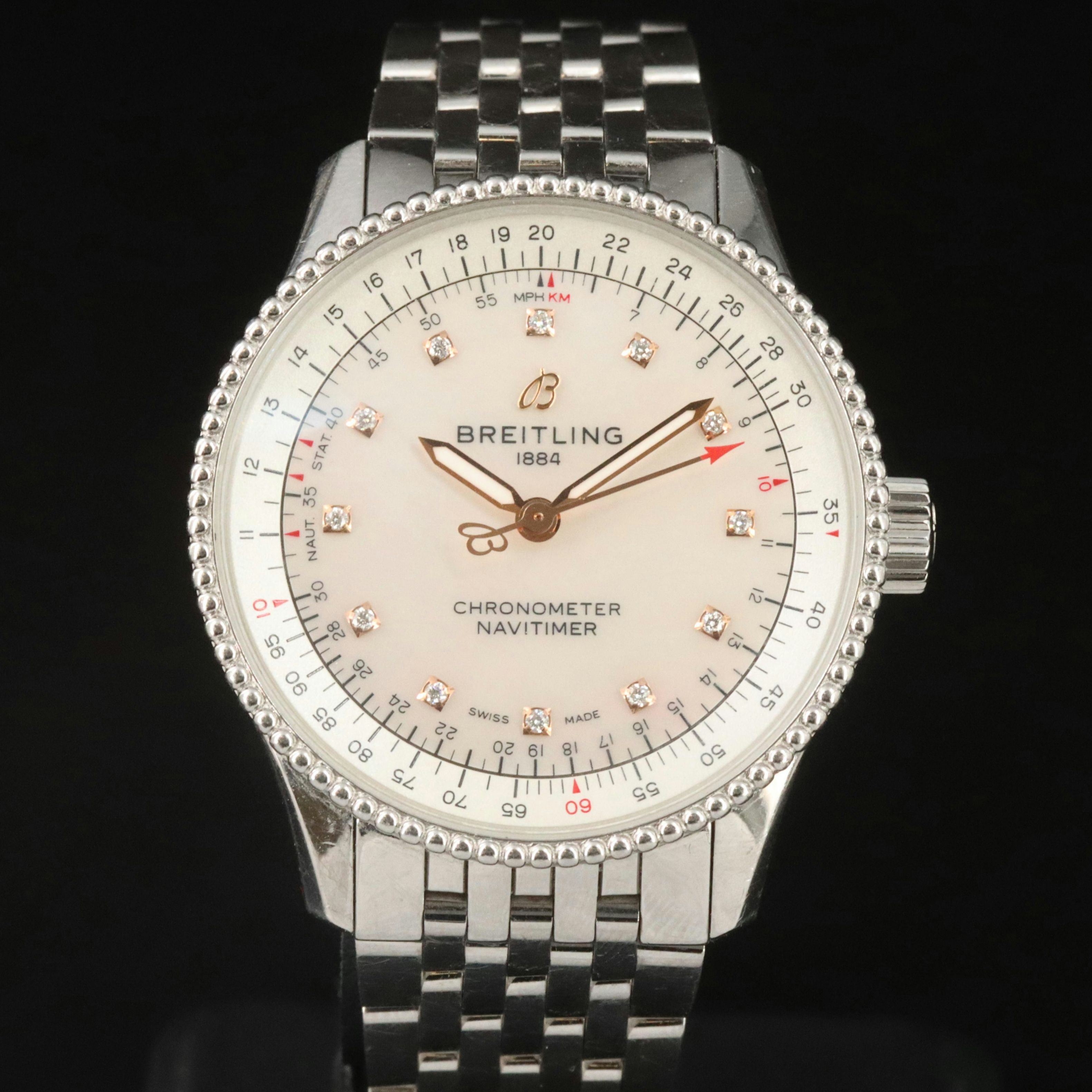 2021 Breitling Mother-of-Pearl Diamond Dial Navitimer Watch