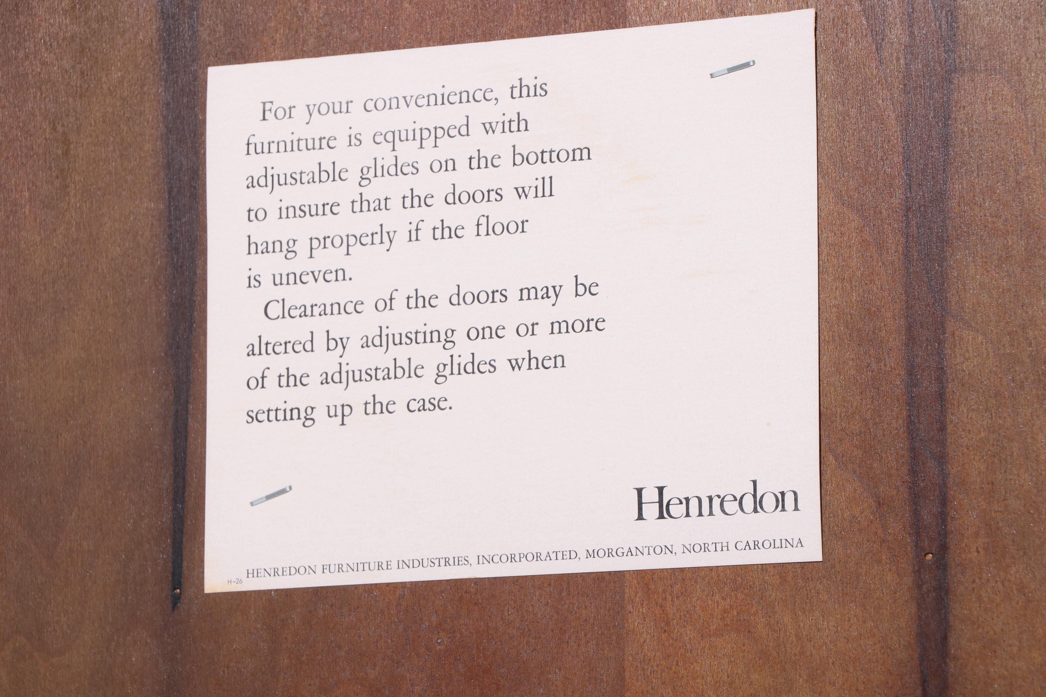 Henredon Wooden Campaign Style Illuminated Curio Cabinet