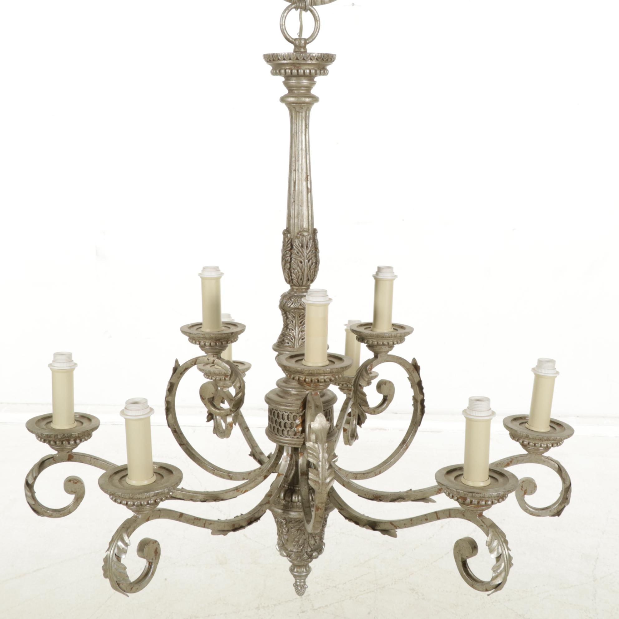 Antiqued Silver-Gilt Nine Arm Chandelier