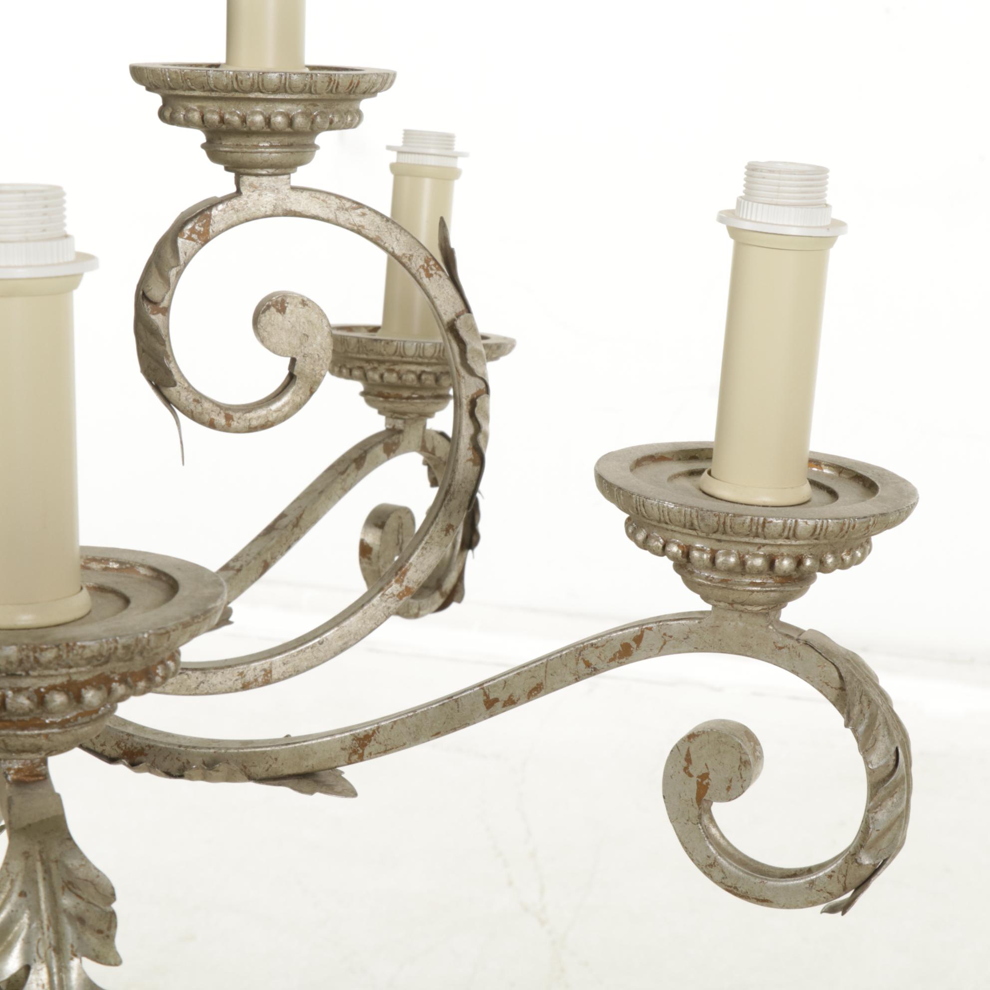 Antiqued Silver-Gilt Nine Arm Chandelier