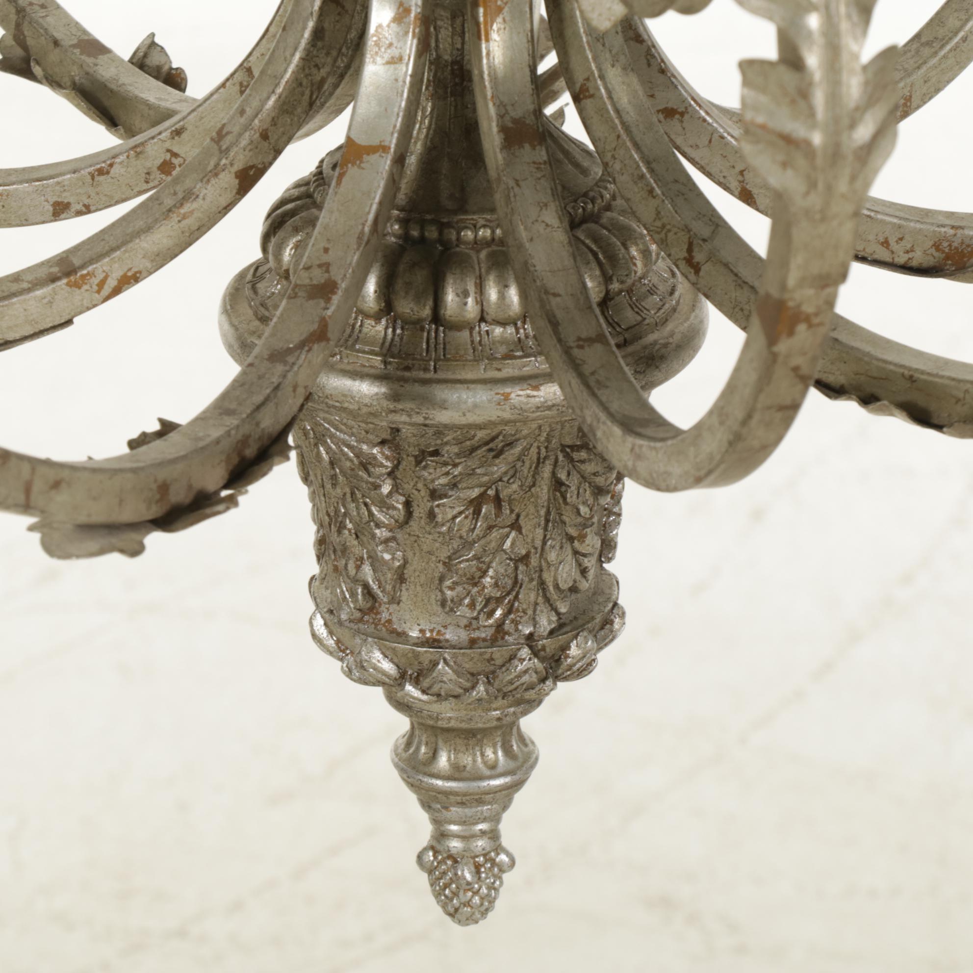 Antiqued Silver-Gilt Nine Arm Chandelier