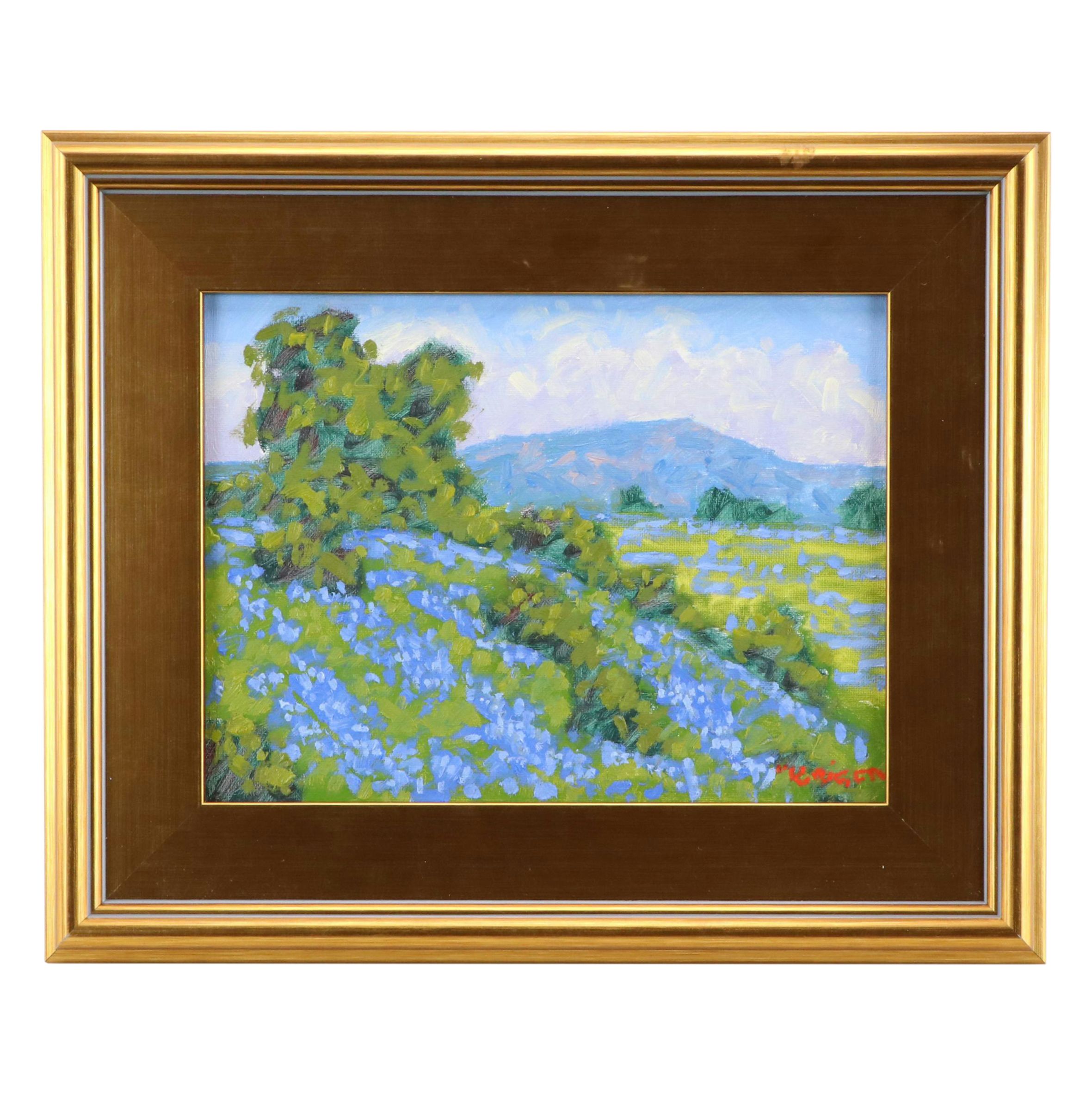 Marc A. Graison Landscape Oil Painting "Summer Blues," 2024