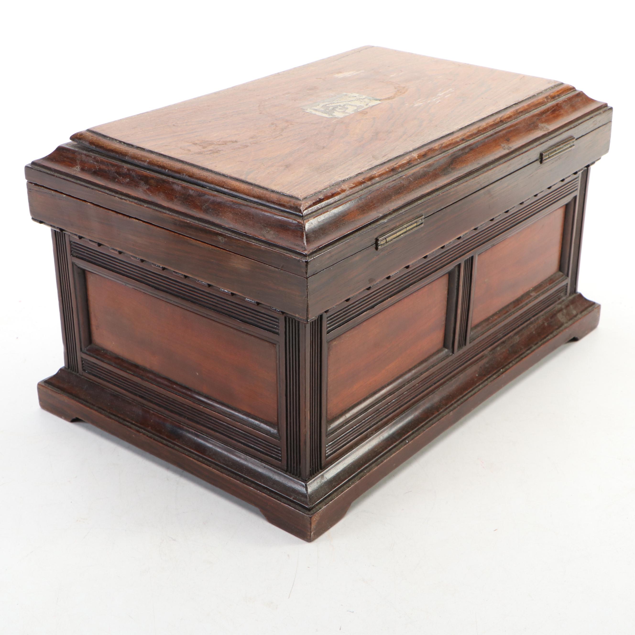 Victorian Personalized Rosewood Panel Jewelry Box & Vintage Horse Head Bookends