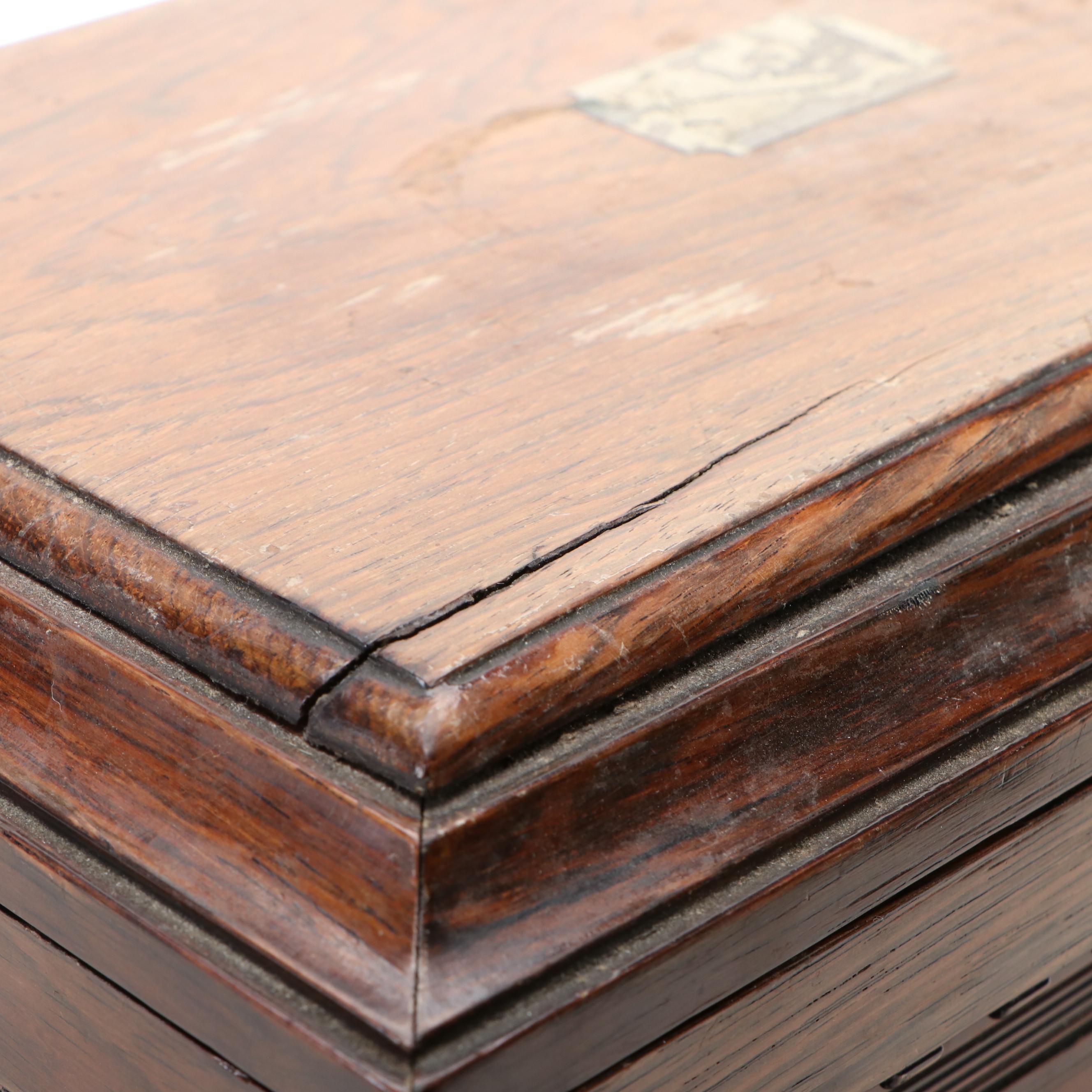 Victorian Personalized Rosewood Panel Jewelry Box & Vintage Horse Head Bookends