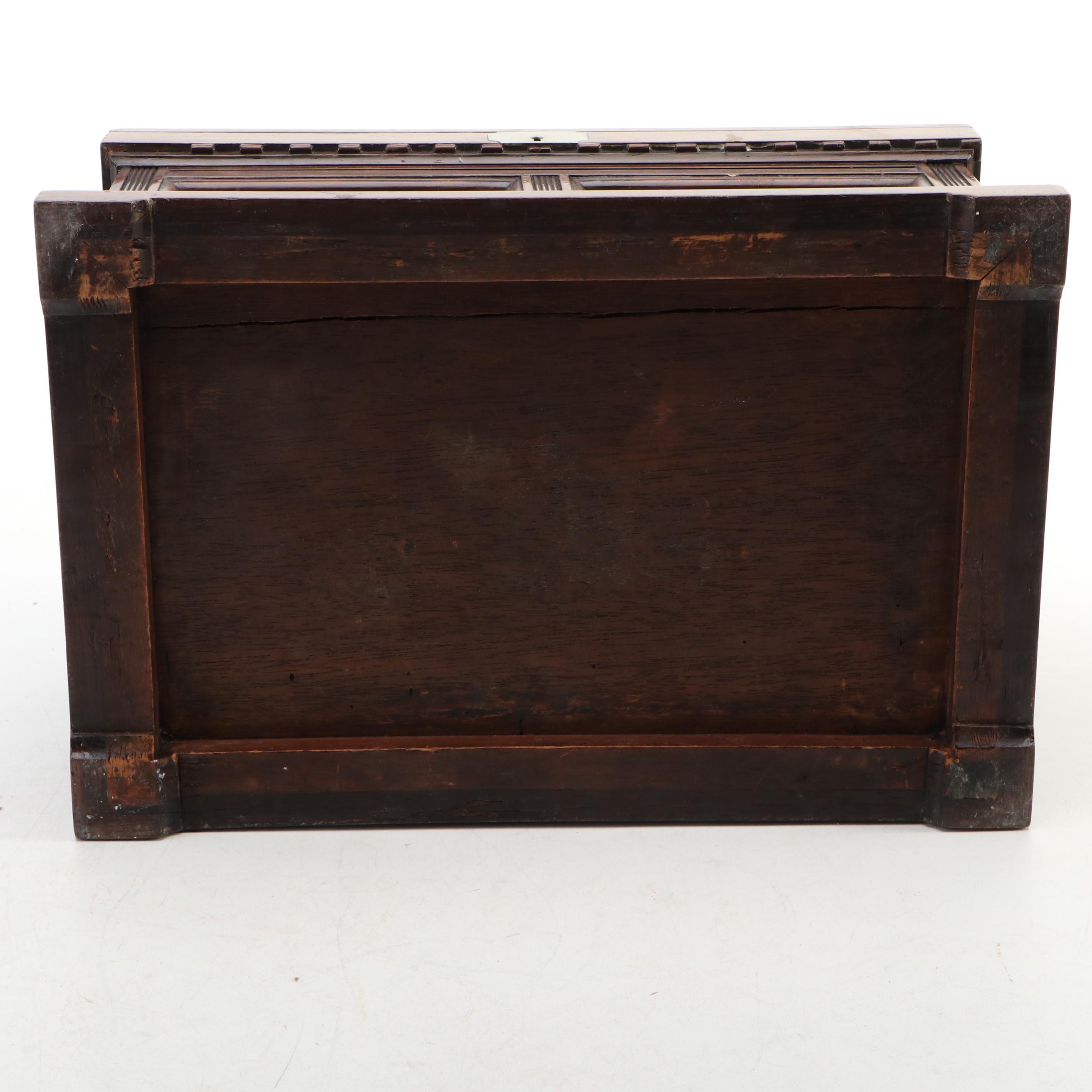 Victorian Personalized Rosewood Panel Jewelry Box & Vintage Horse Head Bookends