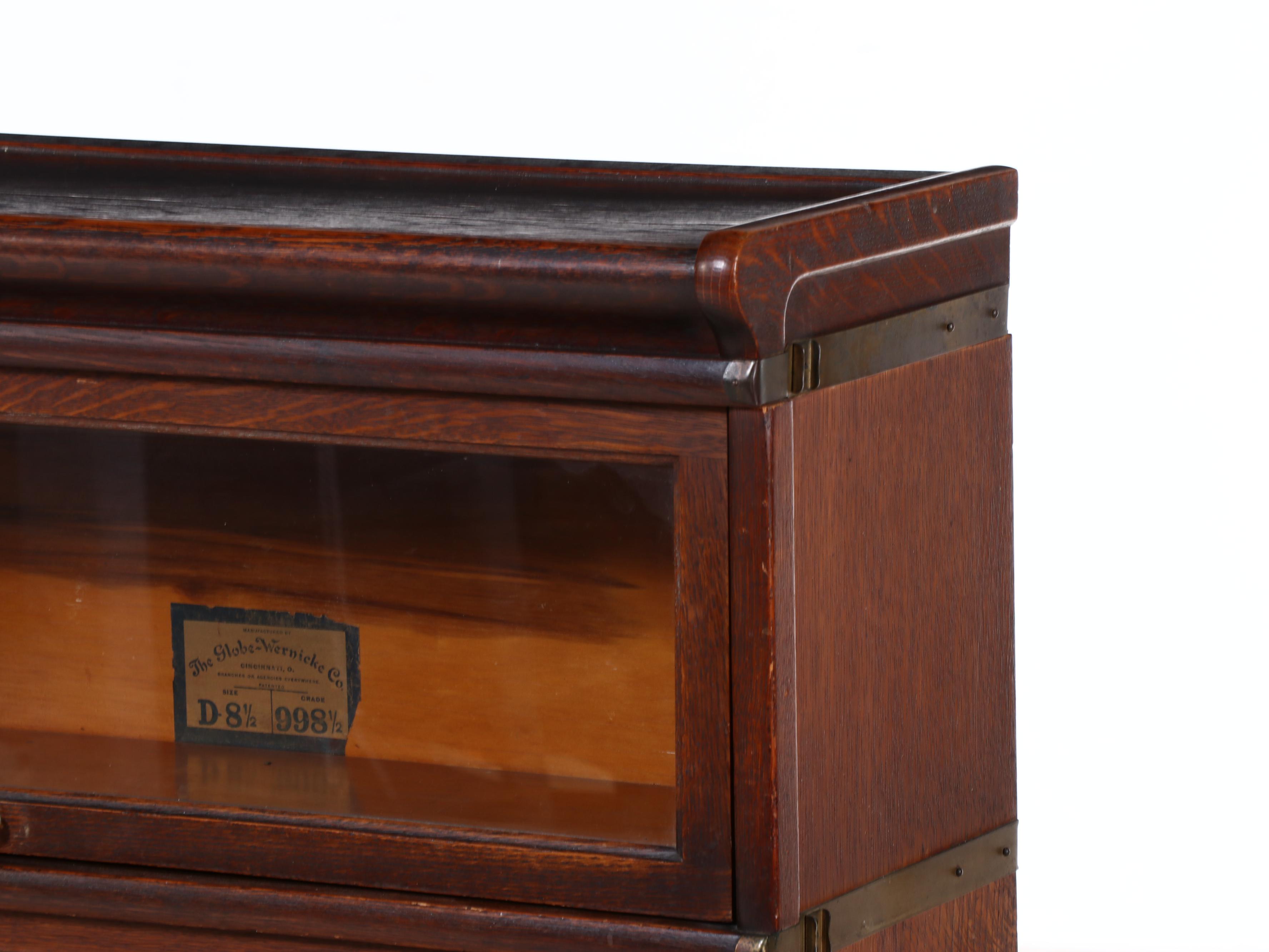 Globe-Wernicke Quartersawn Oak Three-Stack Barrister's Bookcase w/ Base Drawer