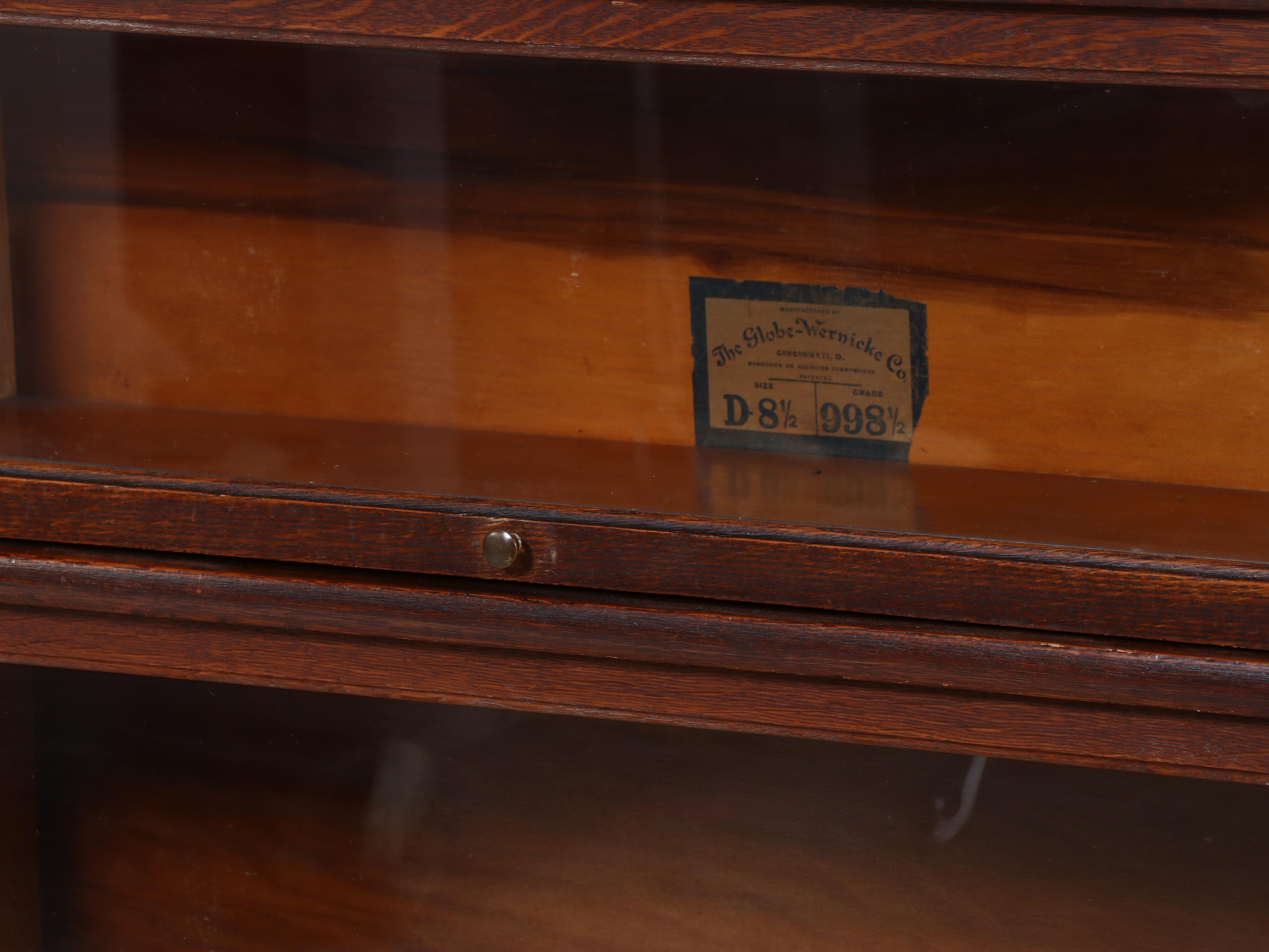 Globe-Wernicke Quartersawn Oak Three-Stack Barrister's Bookcase w/ Base Drawer