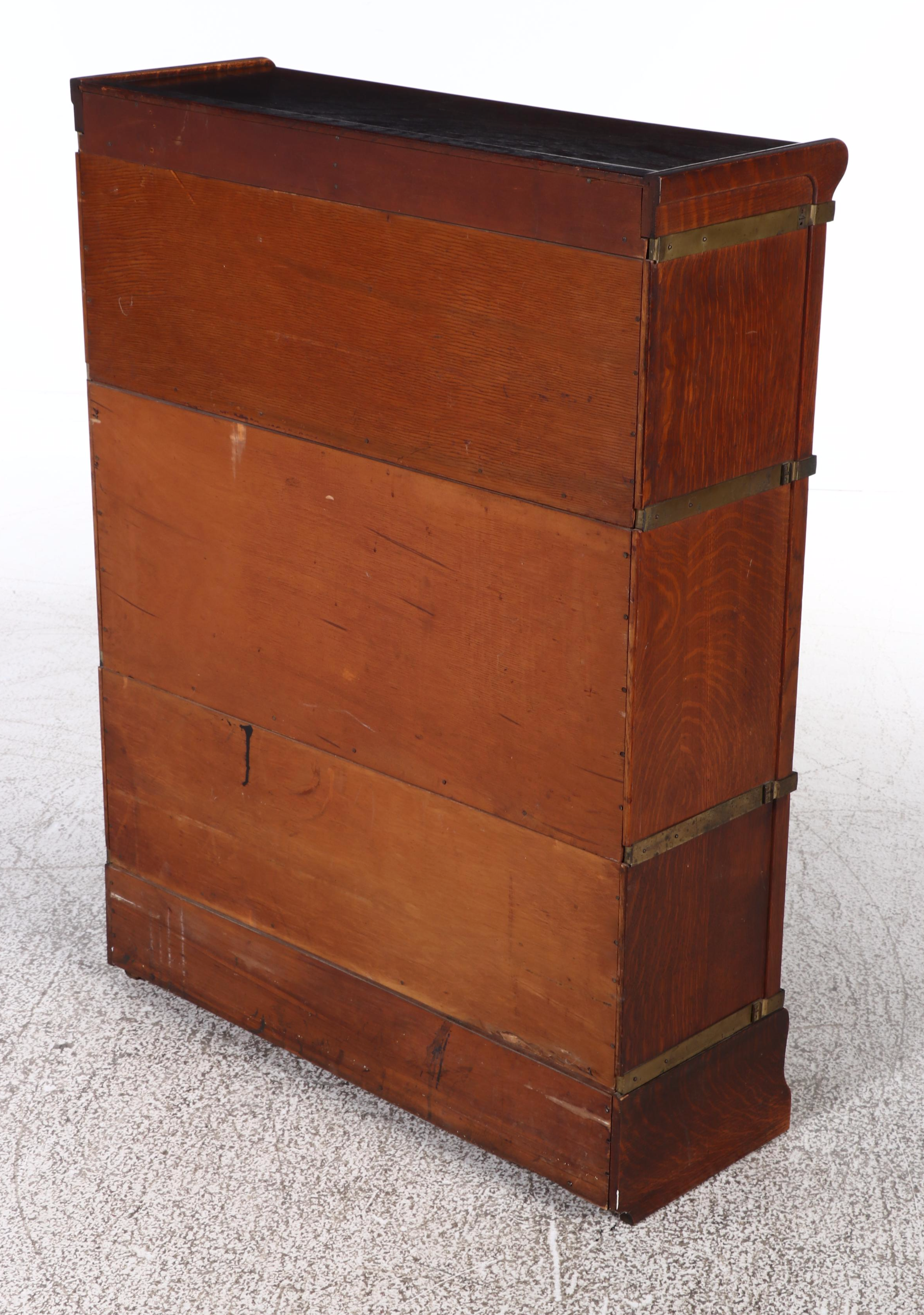 Globe-Wernicke Quartersawn Oak Three-Stack Barrister's Bookcase w/ Base Drawer