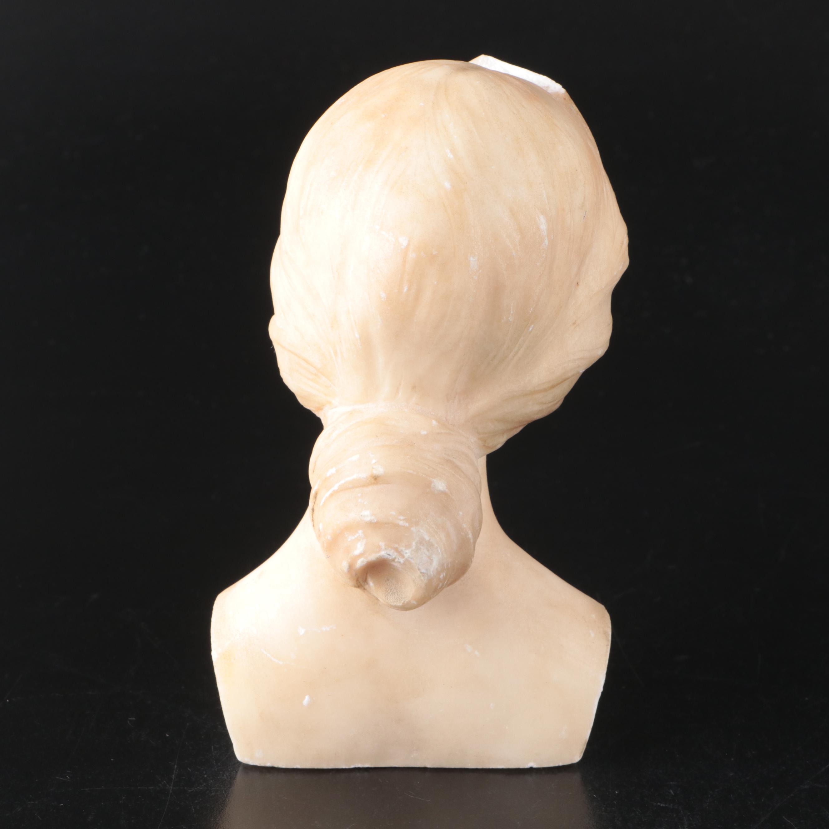 Art Nouveau Style Carved Stone Busts and Olive Wood Letter Opener