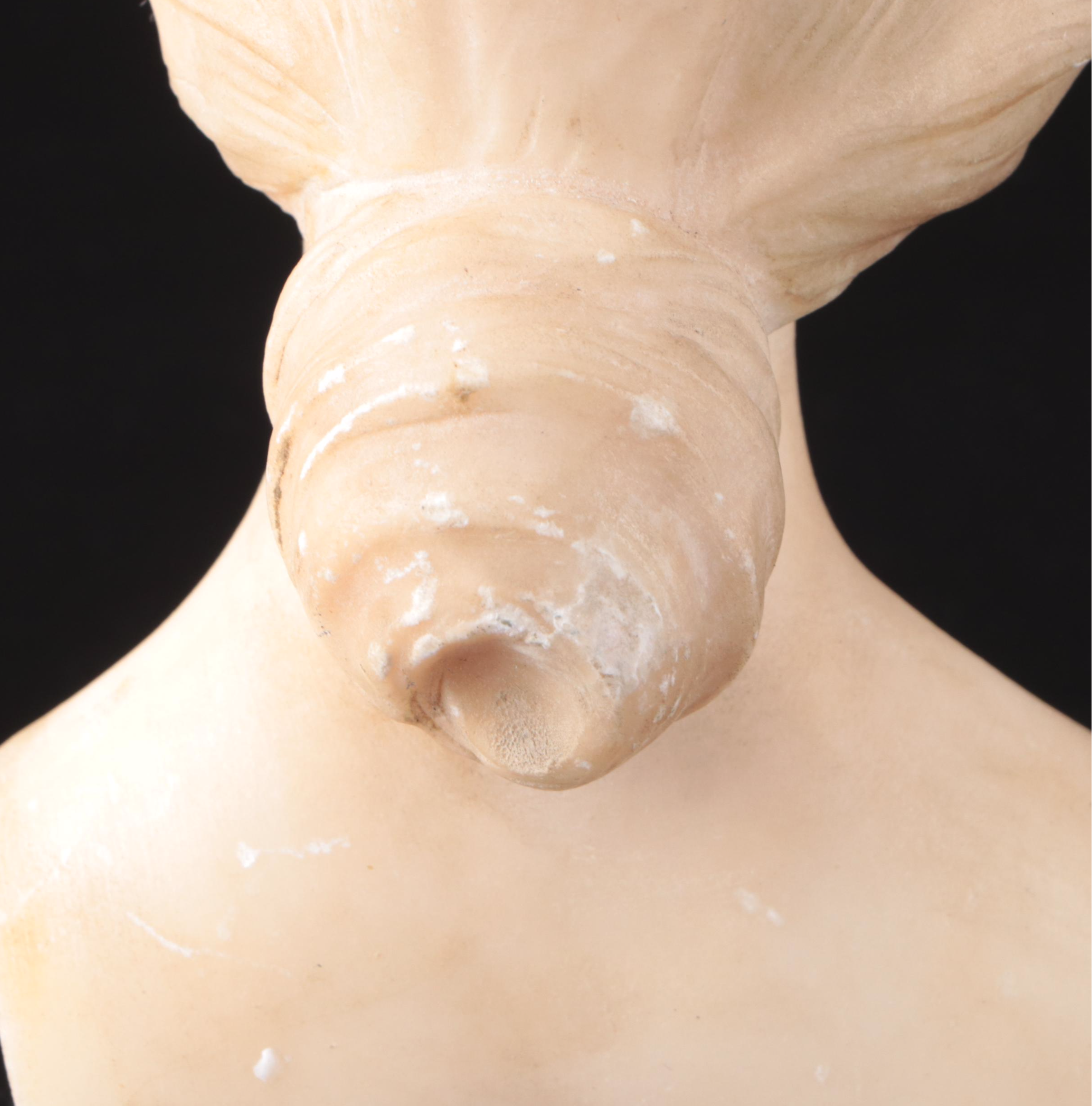 Art Nouveau Style Carved Stone Busts and Olive Wood Letter Opener