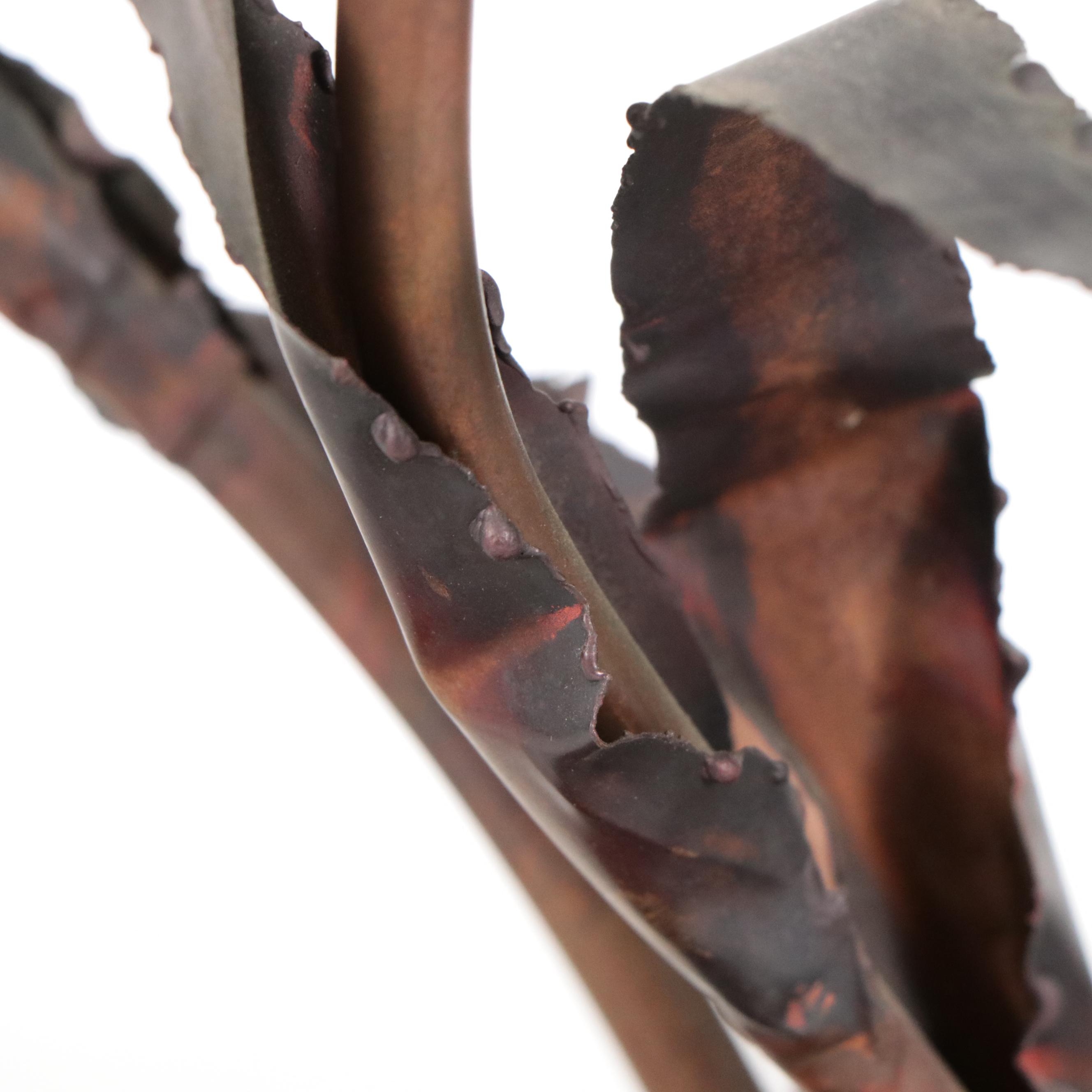 Bronzed Metal and Composite Lily Leaf & Burl Base with Sea Urchins and Tun Shell