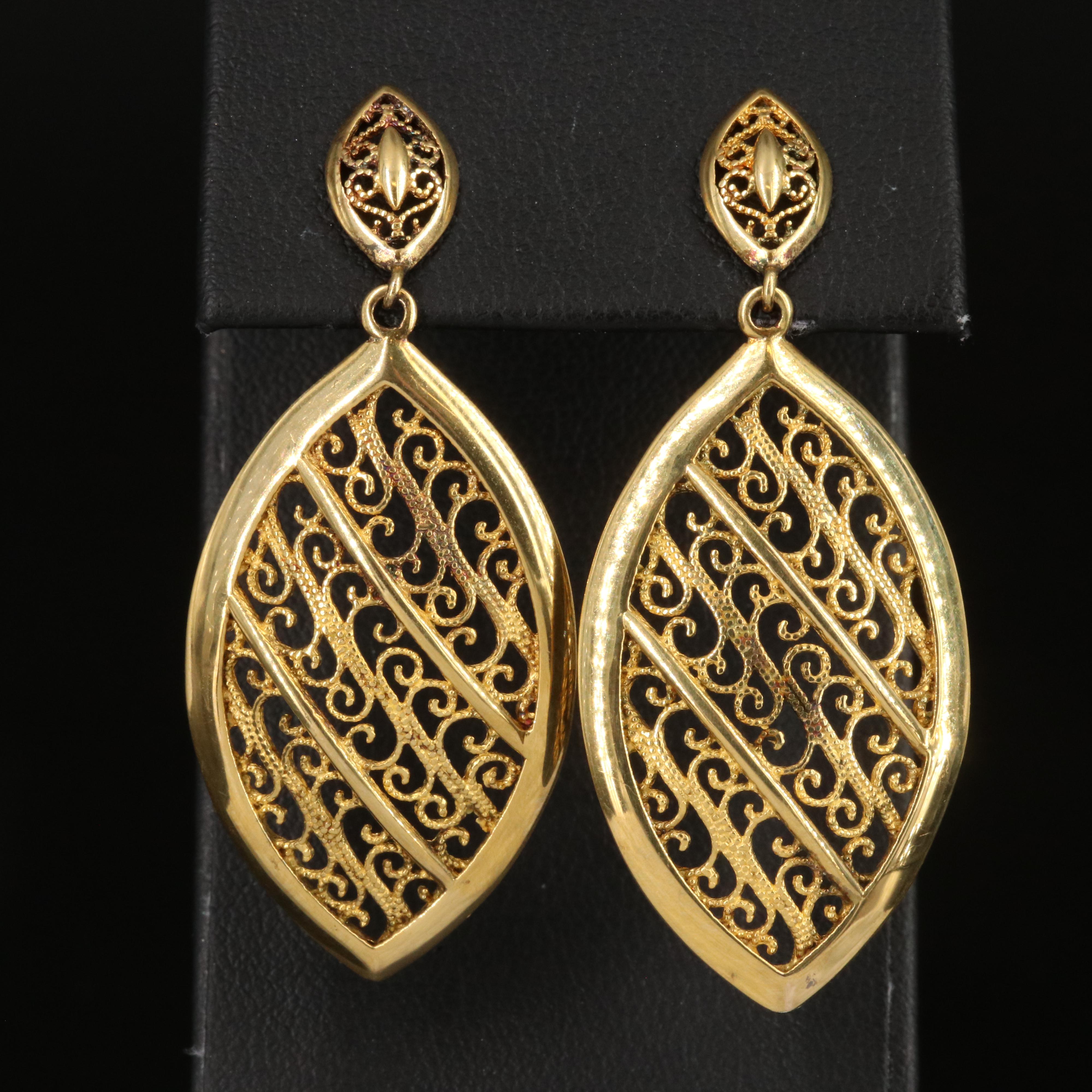 Italian Veronese Sterling Scrollwork Earrings