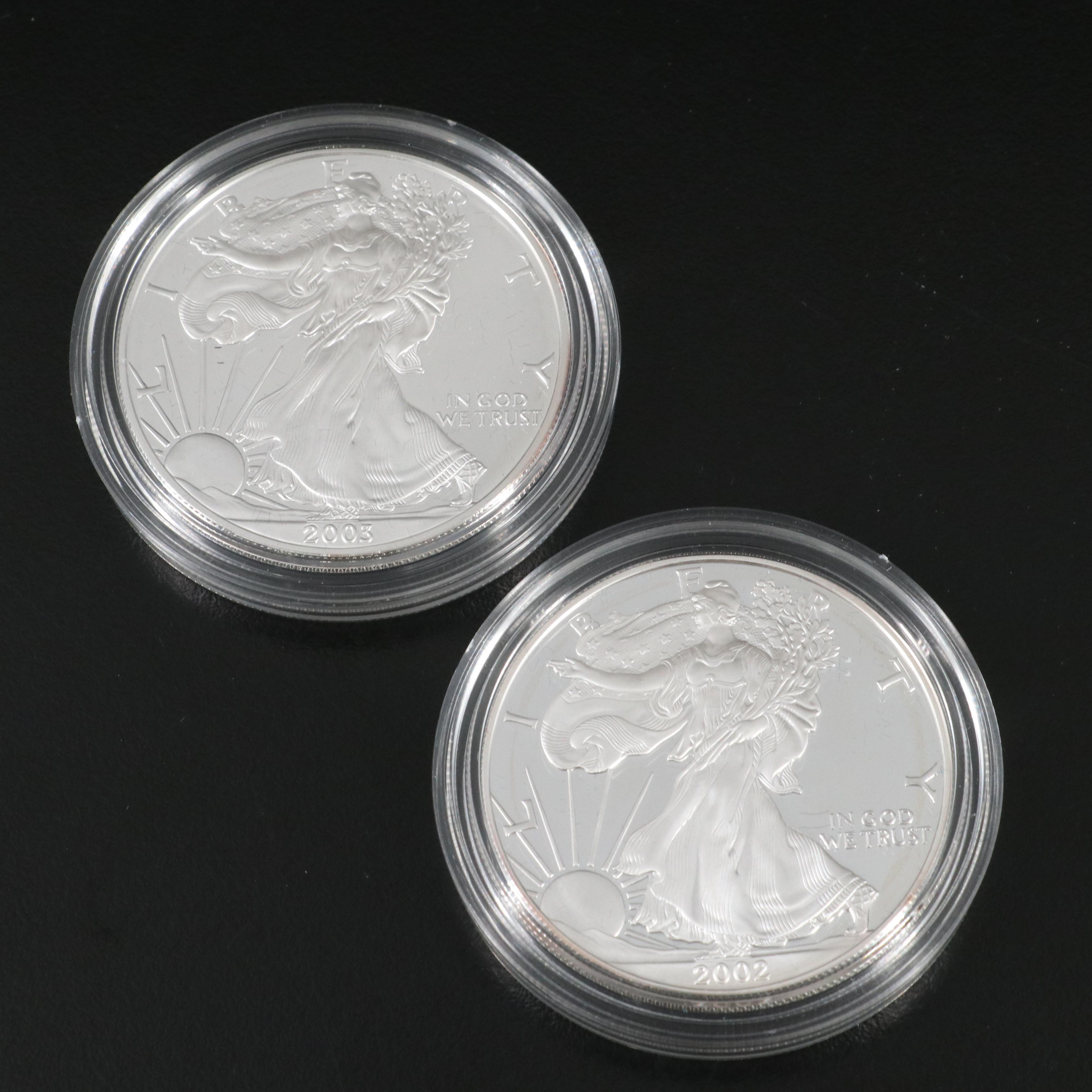 Four Proof American Silver Eagle Bullion Coins, 4 Troy Oz. of Silver