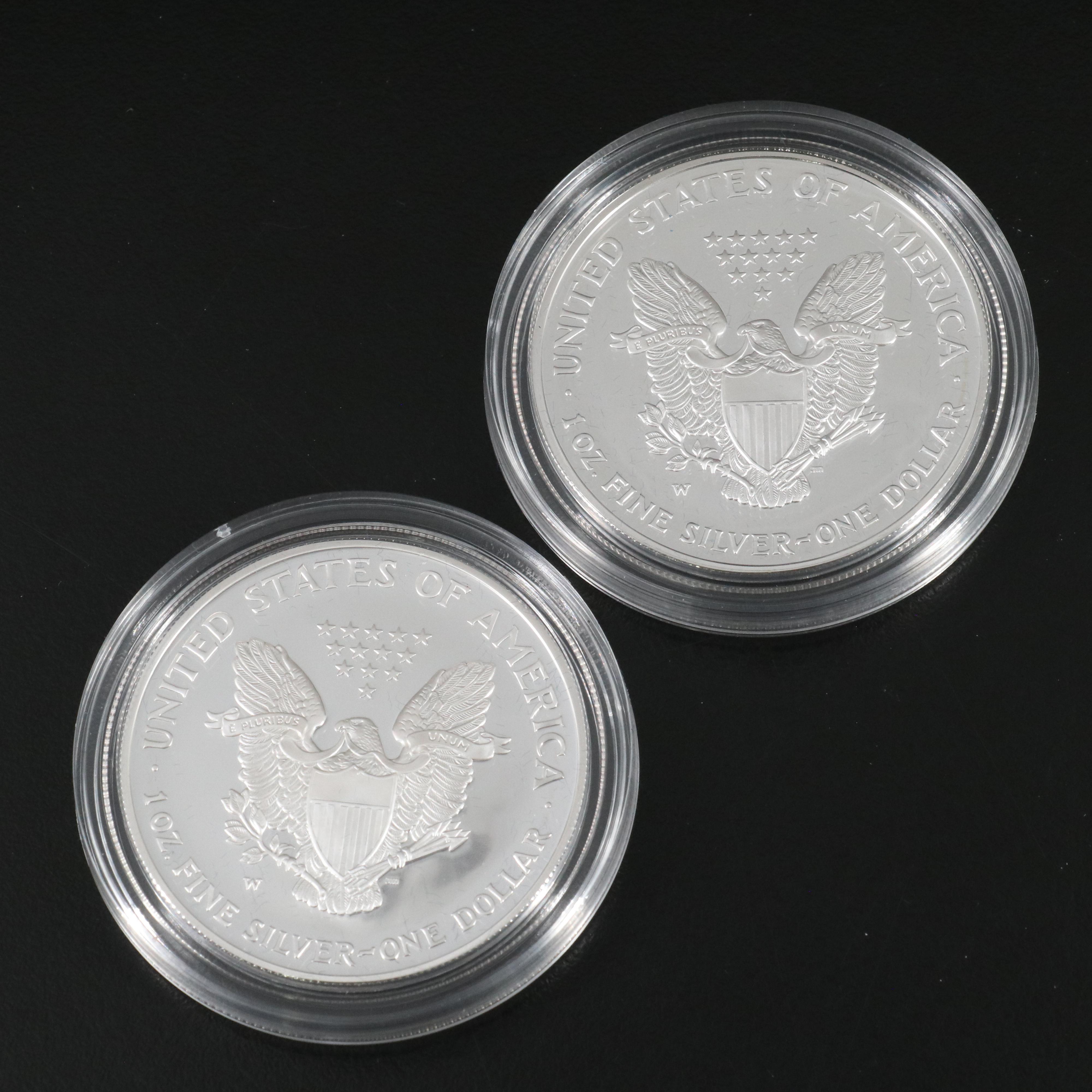Four Proof American Silver Eagle Bullion Coins, 4 Troy Oz. of Silver