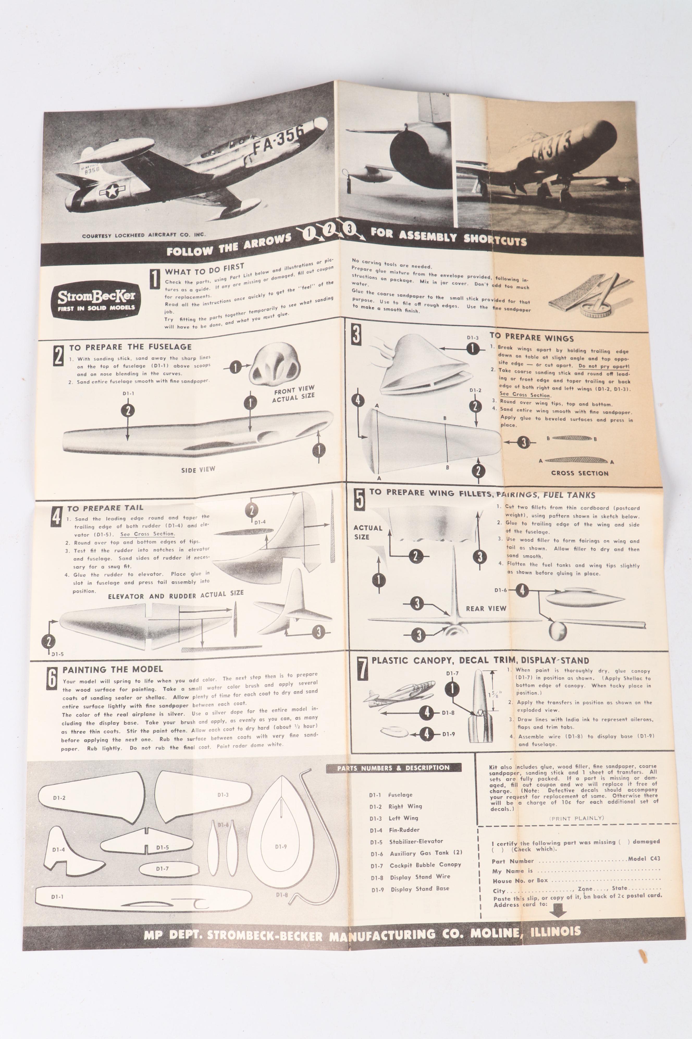 StromBecker "Lockheed F94 Jet Fighter" and More Airplane Model Kits